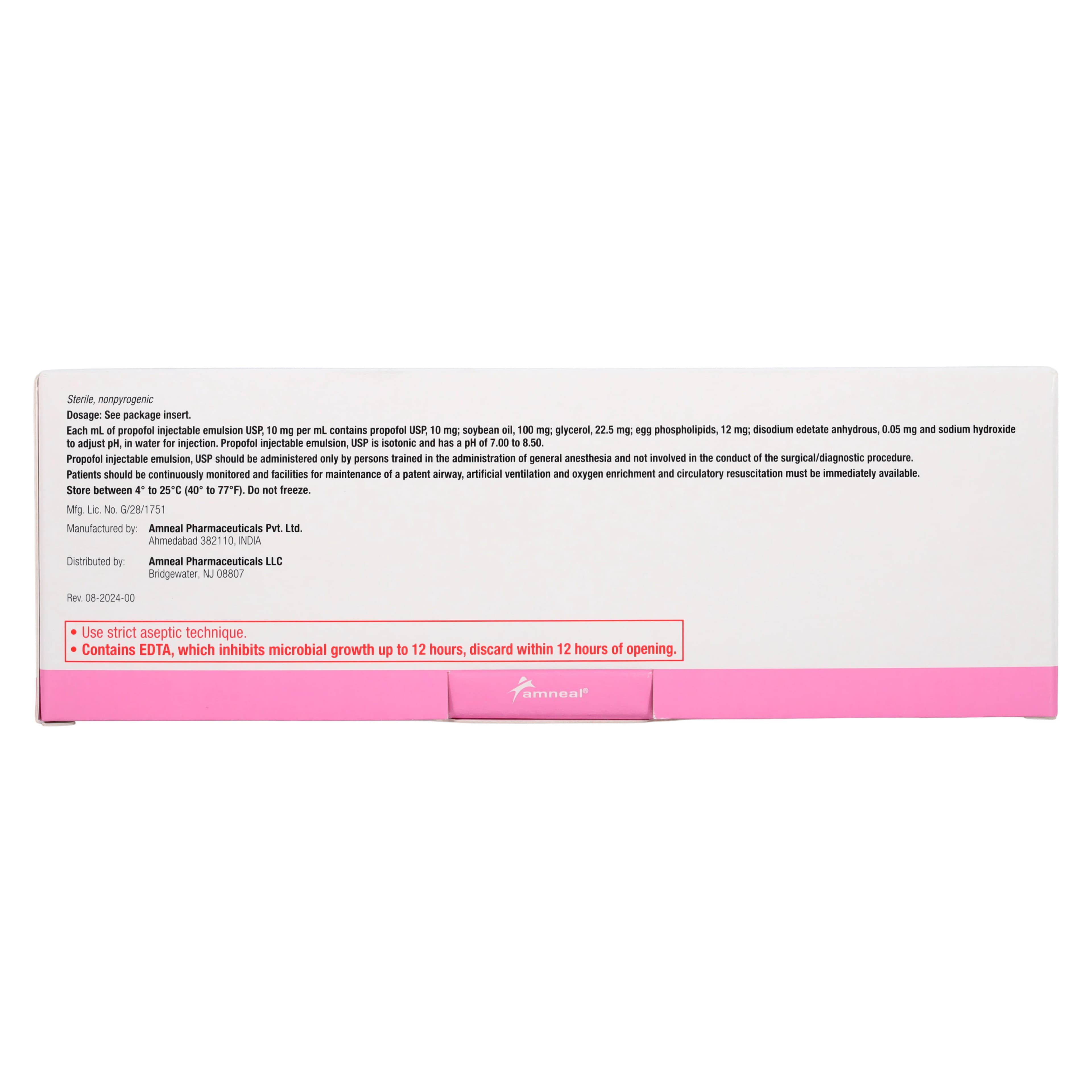 Propofol Injection 10mg/mL SDV 50mL, 20/Package, Amneal thumbnail 5