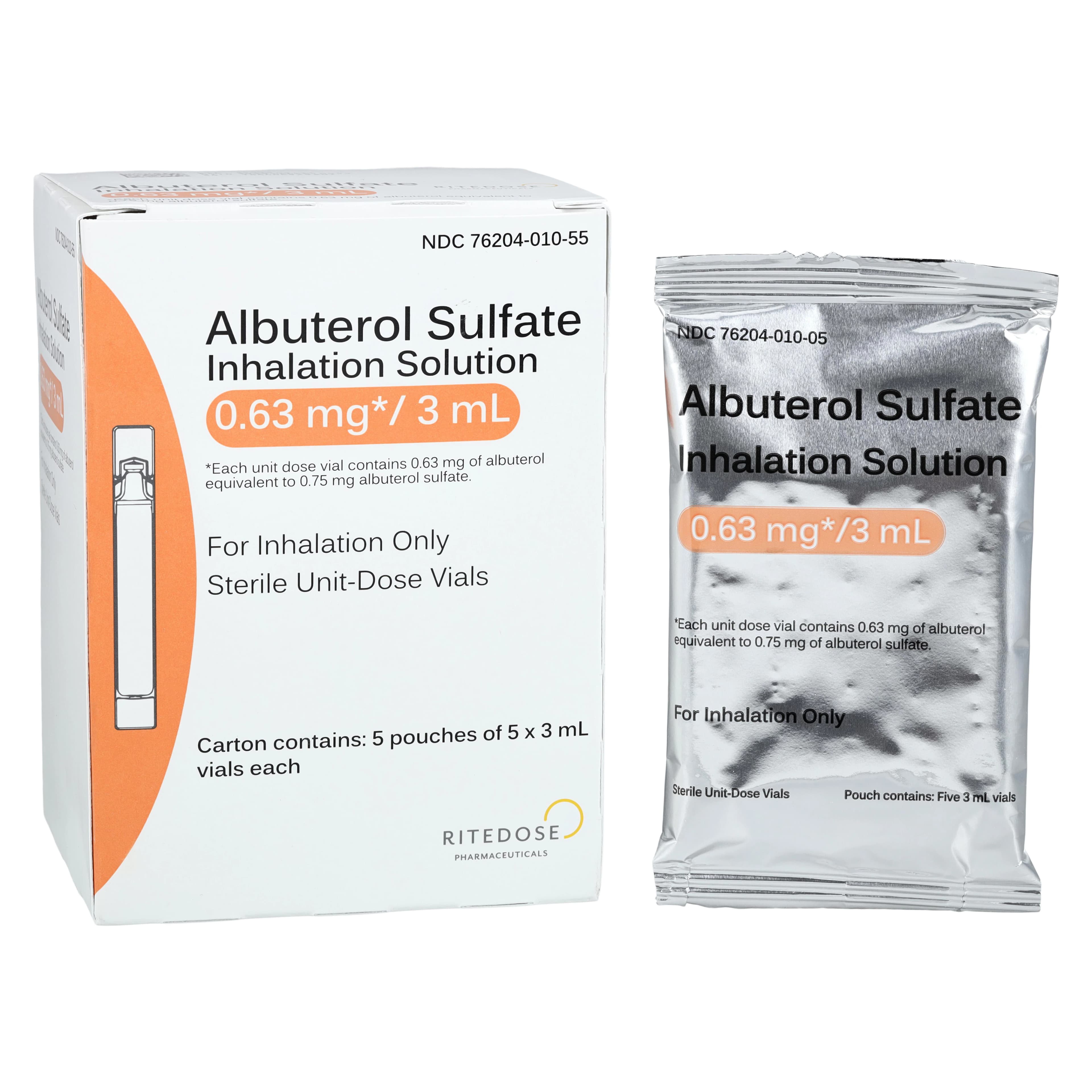 Albuterol Sulfate Inhalation Solution 0.63 mg/3 mL, 25 Unit-Dose Vials per Package - Albuterol Sulfate Inhal Soln - Image 1