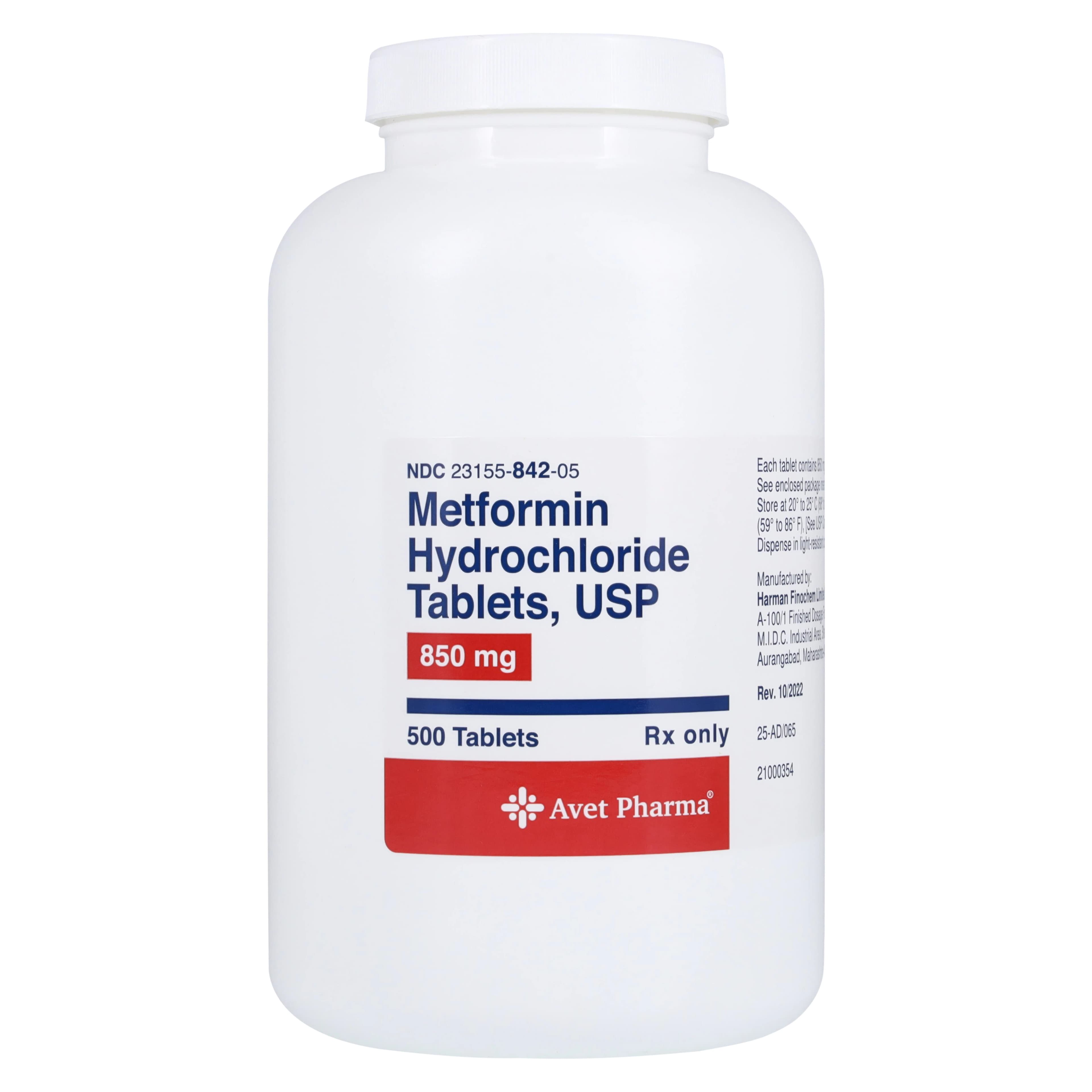 Metformin HCl Tablets, 850mg, 500/Bottle, Heritage Pharmaceuticals, 01KWC87QD6FV6H9AEDM1H38BKP - Metformin HCl Tablets - Image 1