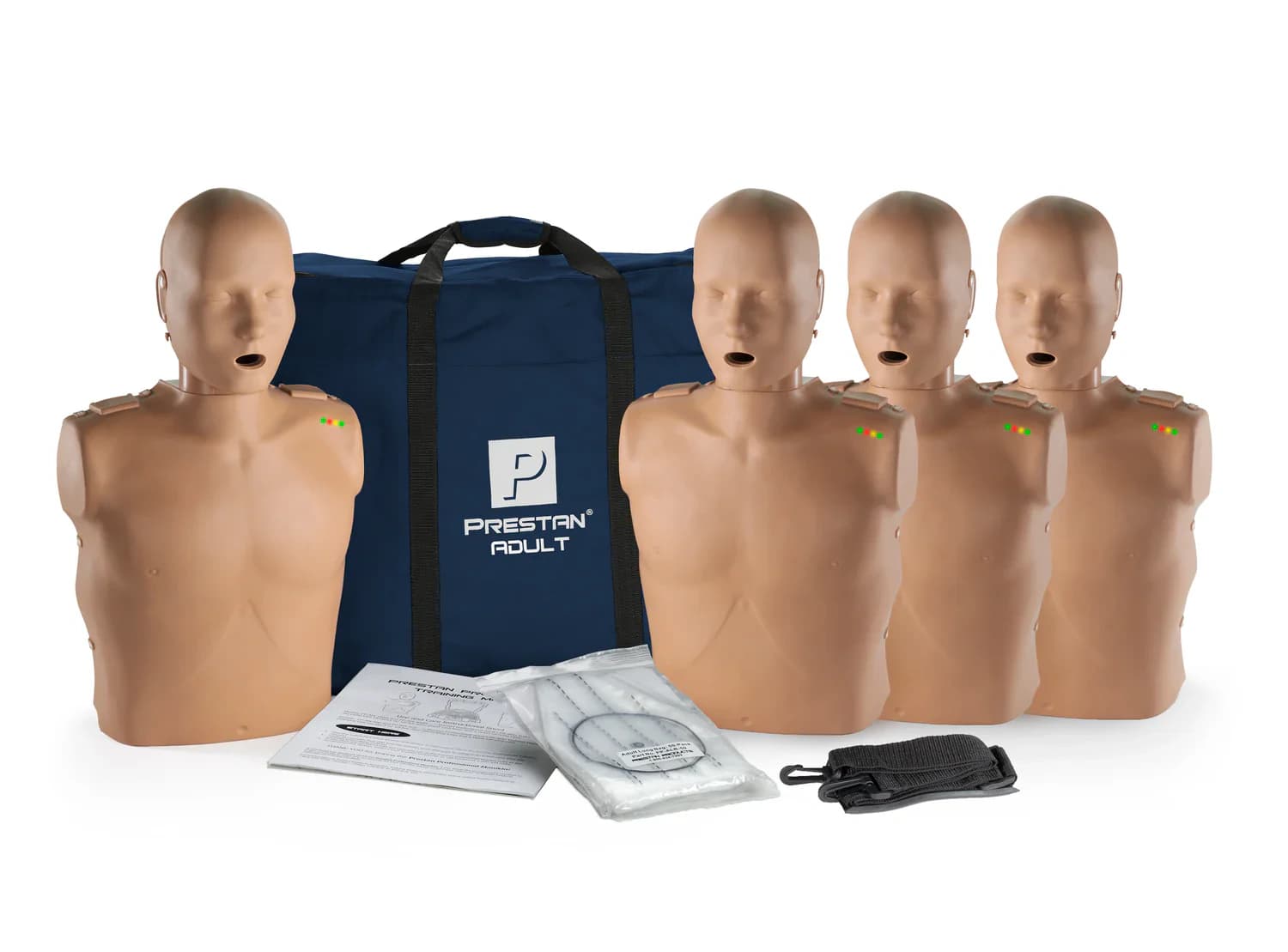 Prestan Adult CPR Training Manikin with Feedback, Dark Skin, 4-Pack, by Nasco Healthcare - Manikin Adult Prestan CPR FdBk - Image 1