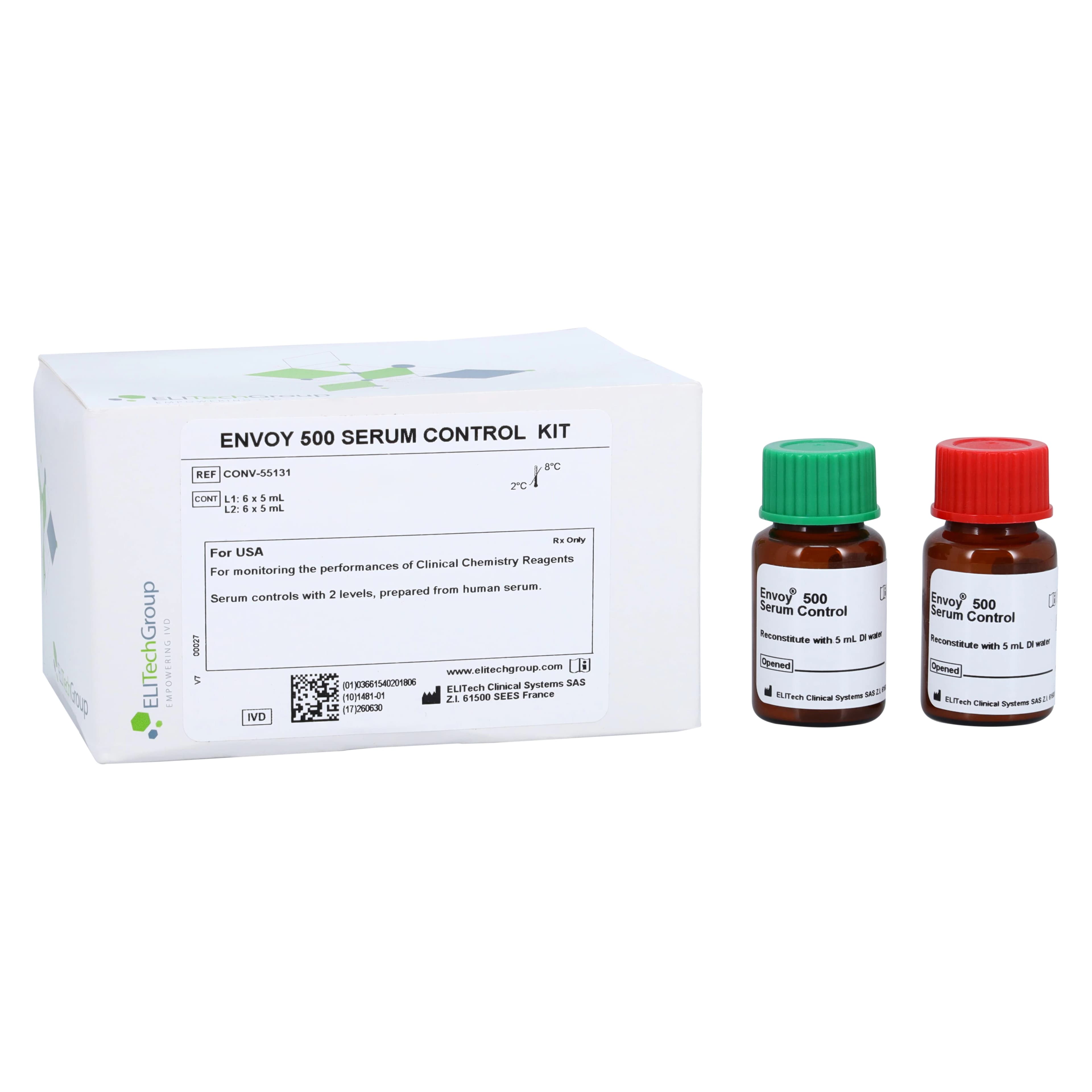 Envoy Serum Control Kit, Normal/Abnormal, 12 x 5 mL, for Envoy 500 Chemistry Analyzer - ENVOY SERUM CONTROL KIT - Image 1