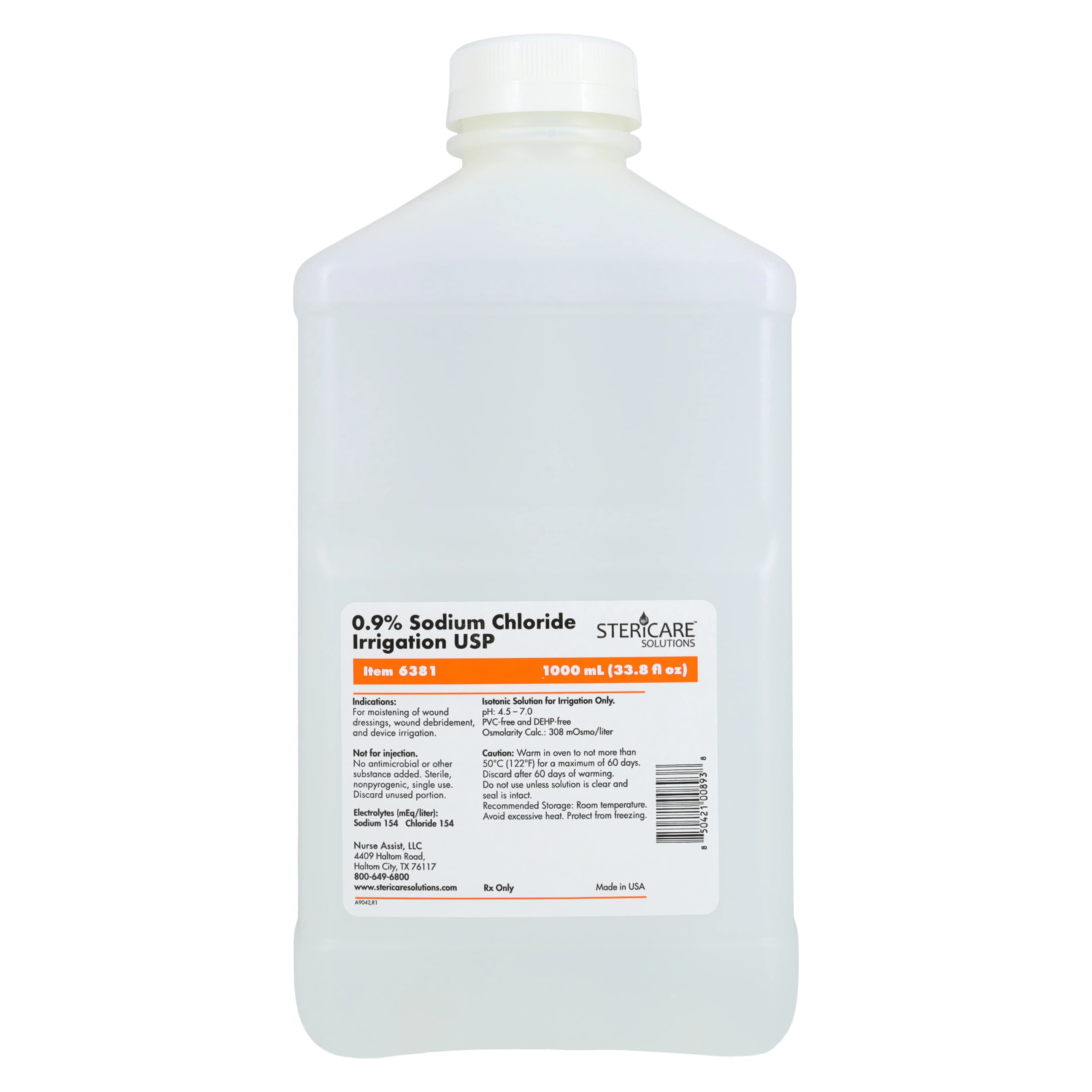 Nurse Assist Normal Saline Irrigation Solution, 1000 mL Bottle, 6/Case thumbnail 2