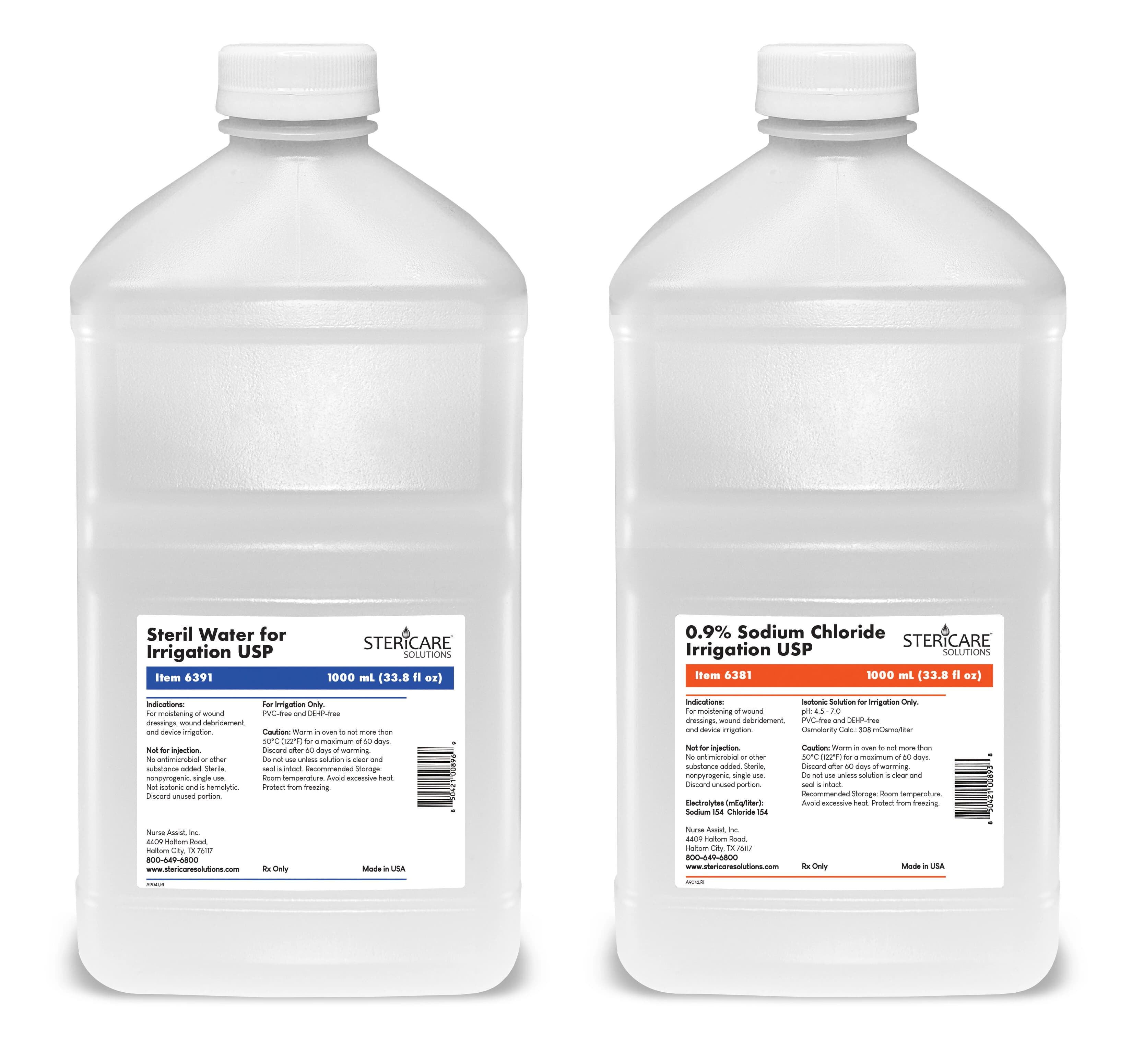 Nurse Assist Normal Saline Irrigation Solution, 1000 mL Bottle, 6/Case - Saline Normal Irrigat Bottle - Image 1