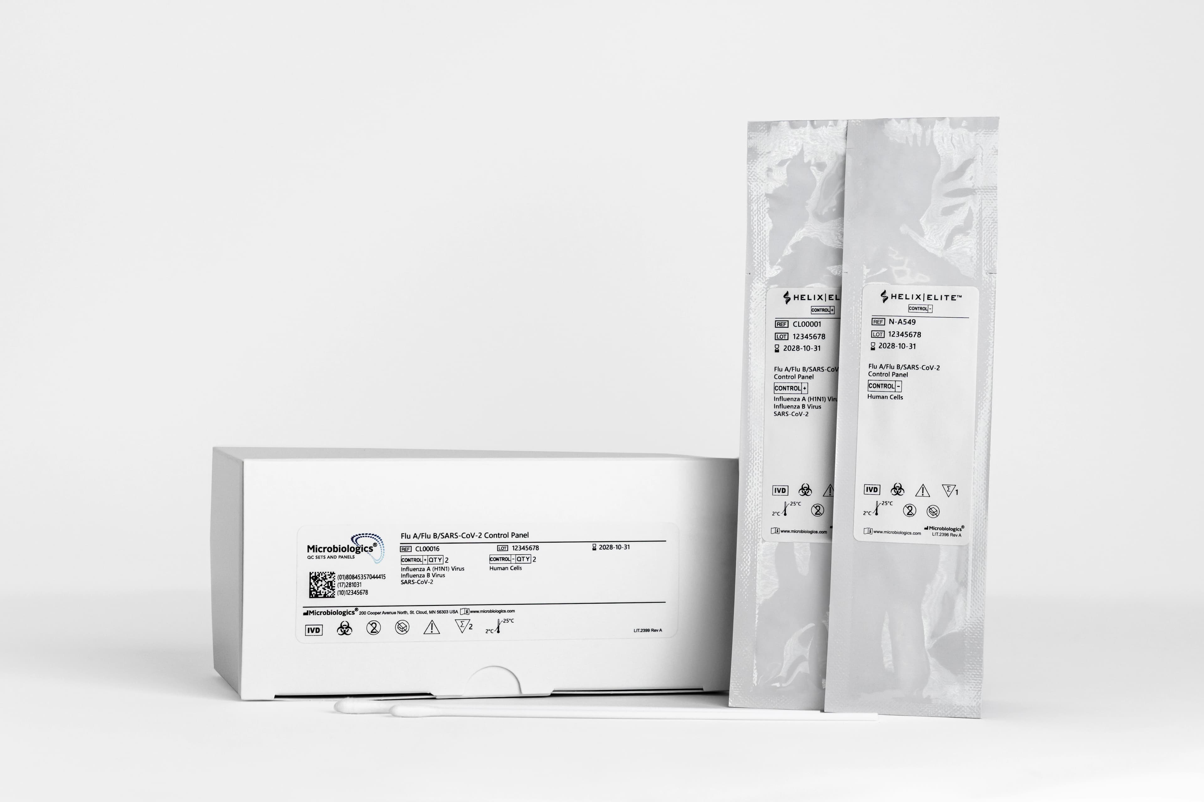 Microbiologics SARS-CoV-2/Flu A/B Positive/Negative Control Panel, 4 Controls per Box - Cntrl Pnl FluA&B/SARS-COV2 - Image 1
