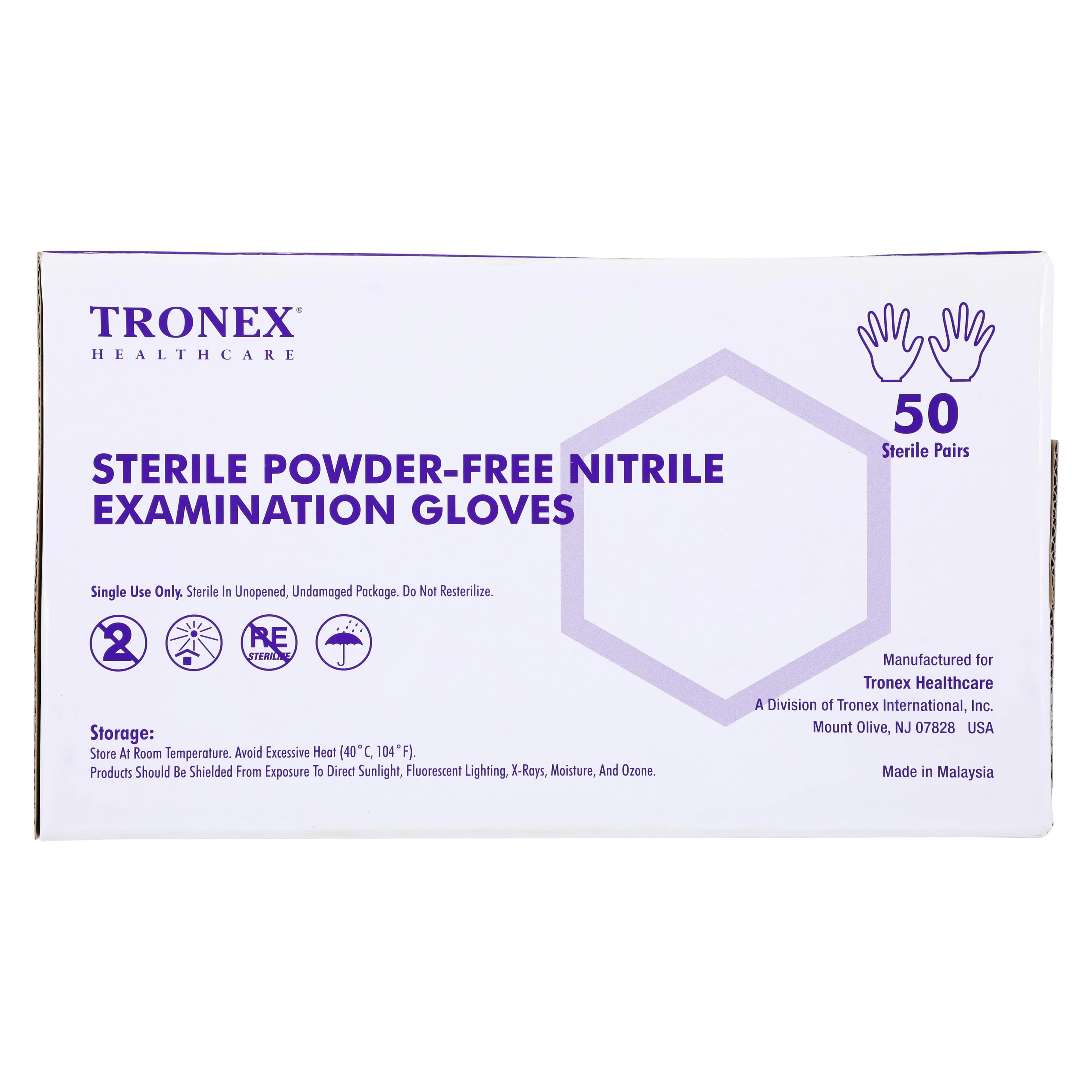Tronex International Nitrile Exam Gloves, Powder Free, Sterile, Medium, Blue, 200/Case thumbnail 2