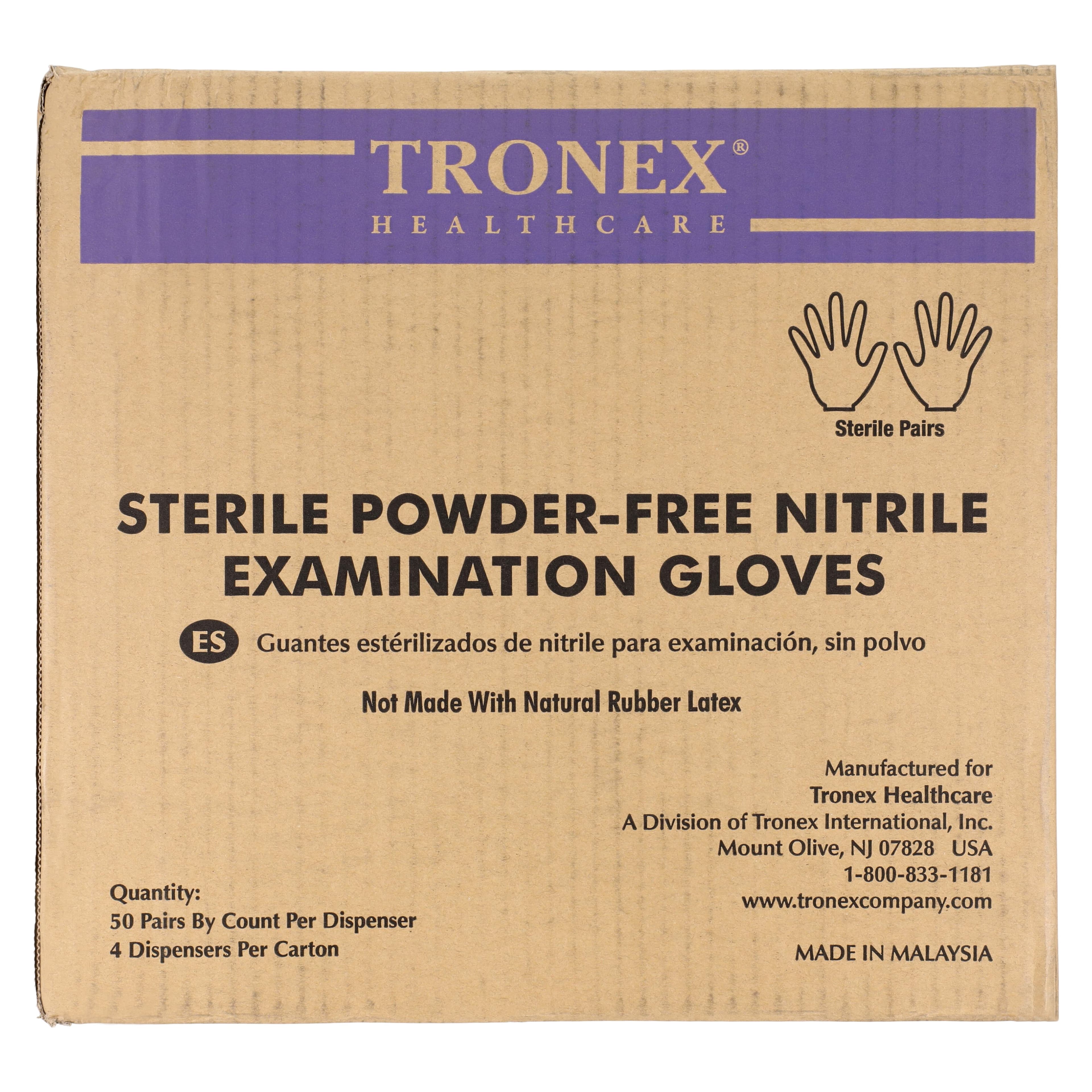 Tronex International Nitrile Exam Gloves, Powder Free, Sterile, Medium, Blue, 200/Case thumbnail 5