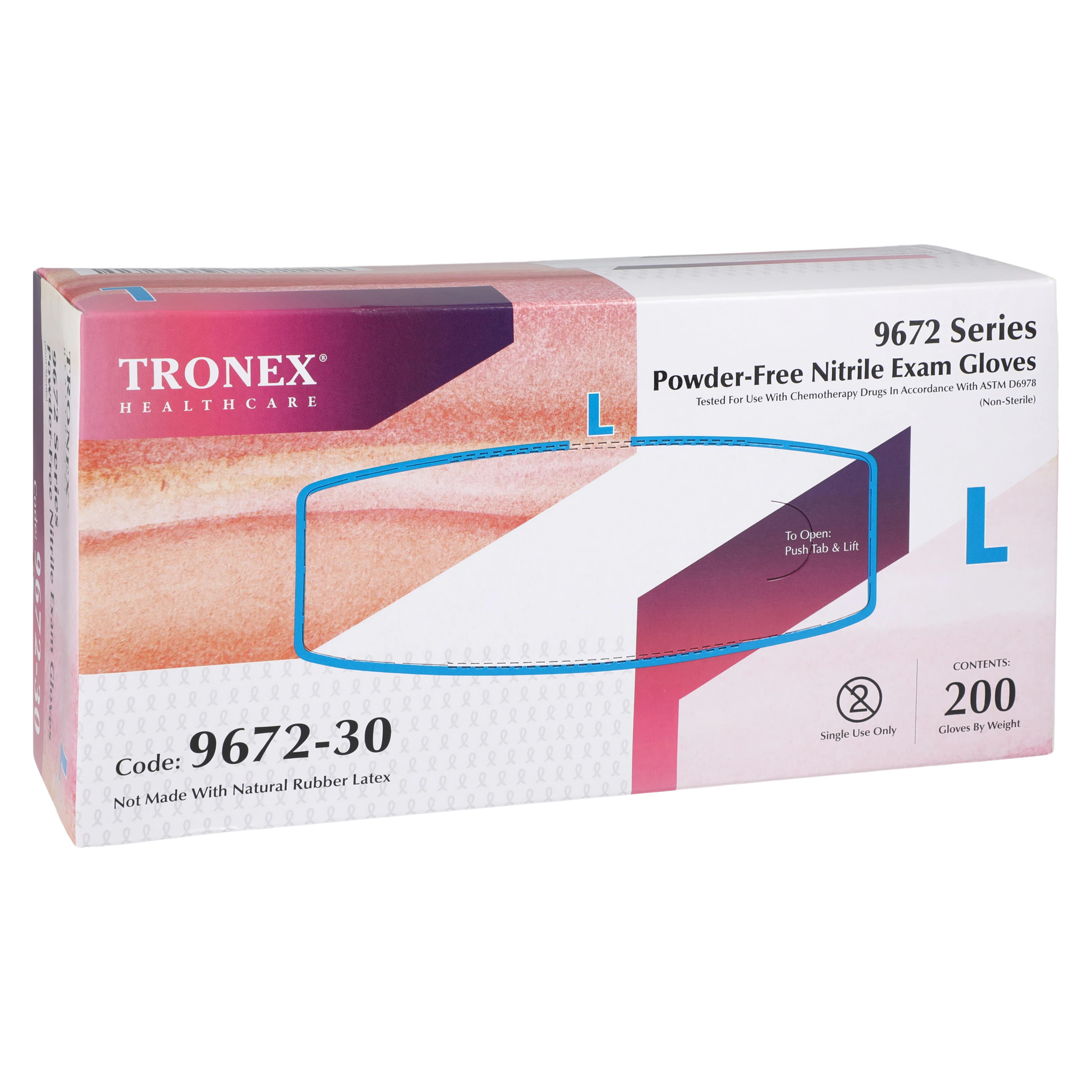 Tronex International Nitrile Exam Gloves, Powder Free, Non-Sterile, Large, Pink, Case thumbnail 3