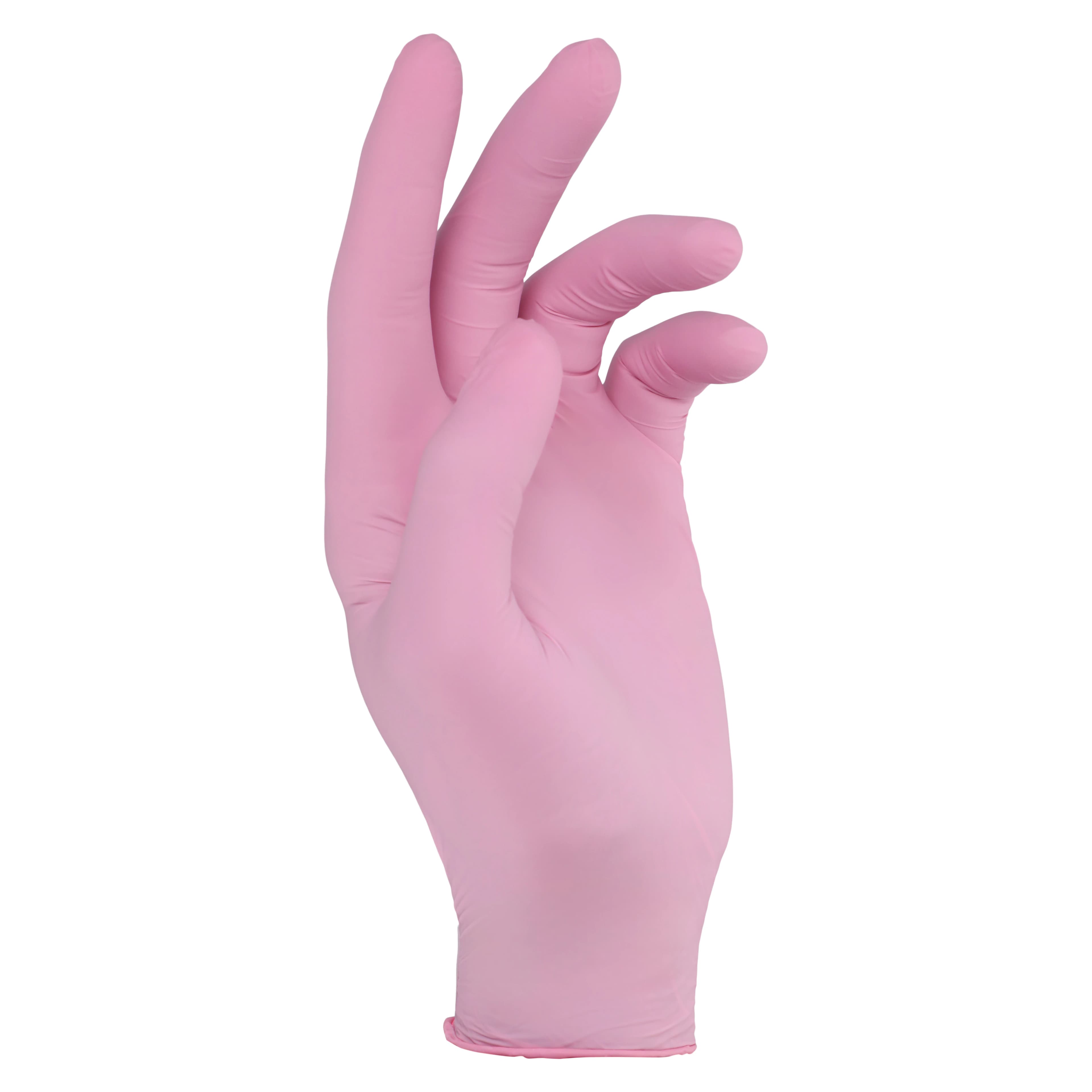 Tronex International Nitrile Exam Gloves, Powder Free, Non-Sterile, Large, Pink, Case thumbnail 2