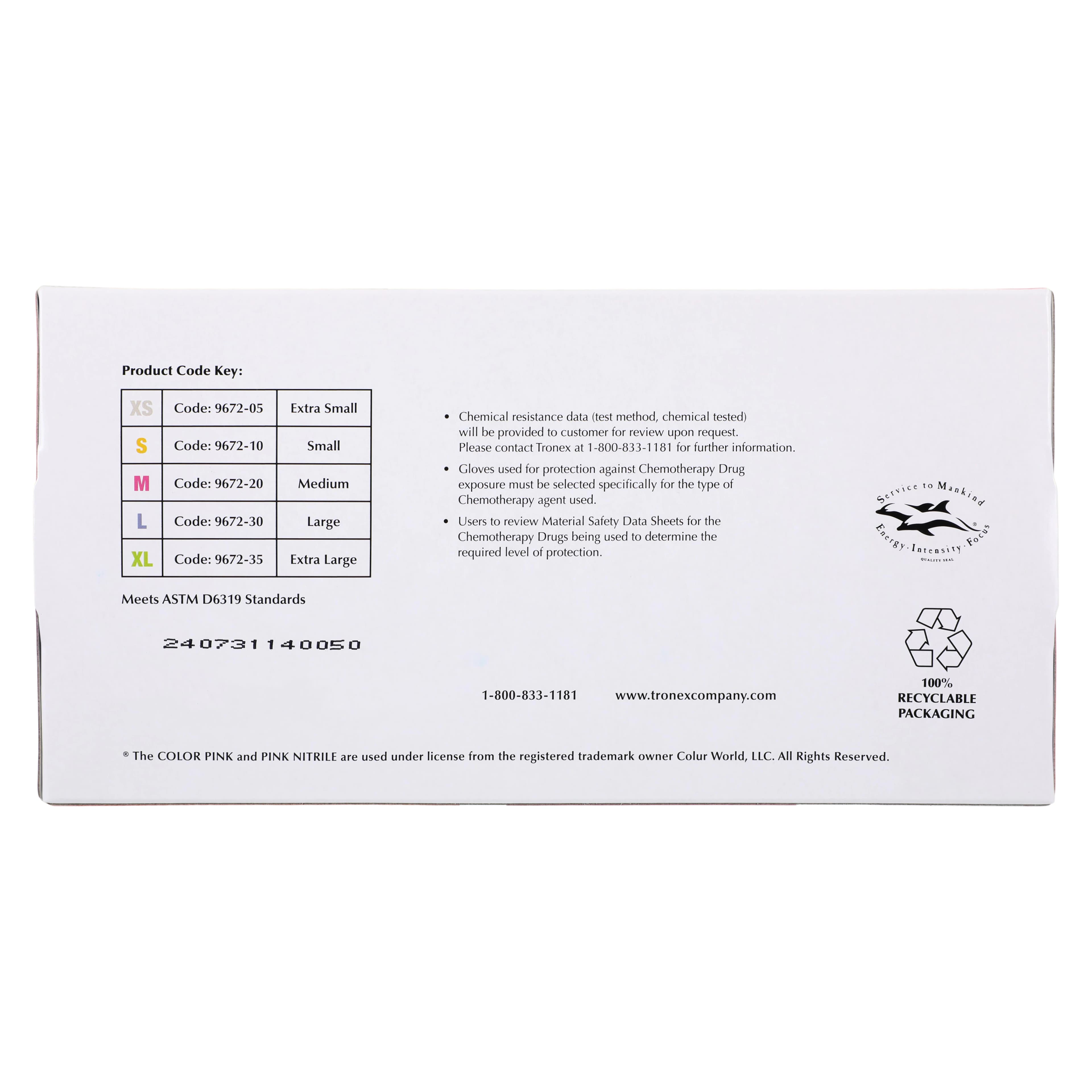 Tronex International Nitrile Exam Gloves, Powder Free, Non-Sterile, Large, Pink, Case thumbnail 4