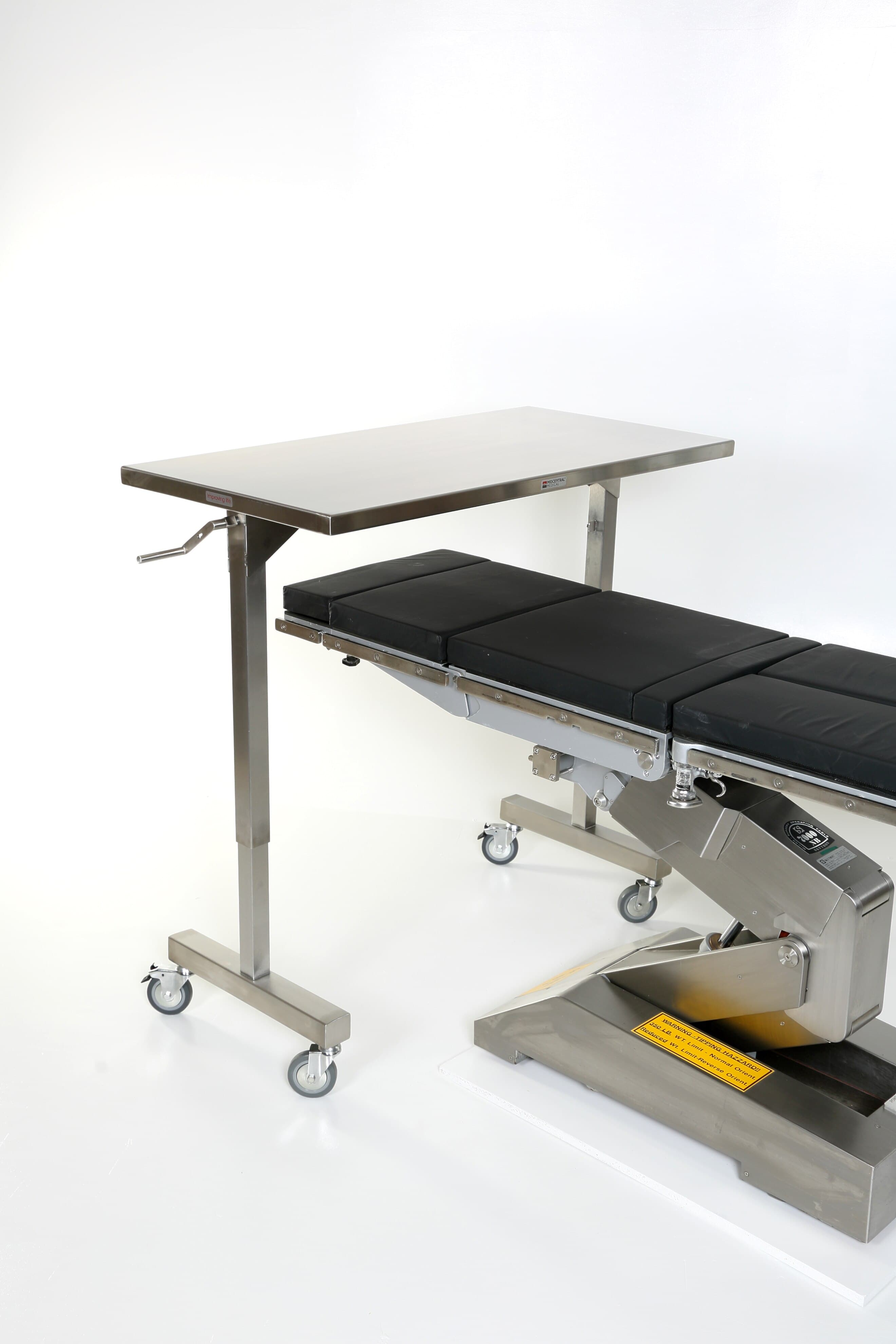 Acral Med Mid Central Medical Instrument Table, Stainless Steel, 24" x 48" x 40", 150 lb Capacity thumbnail 2
