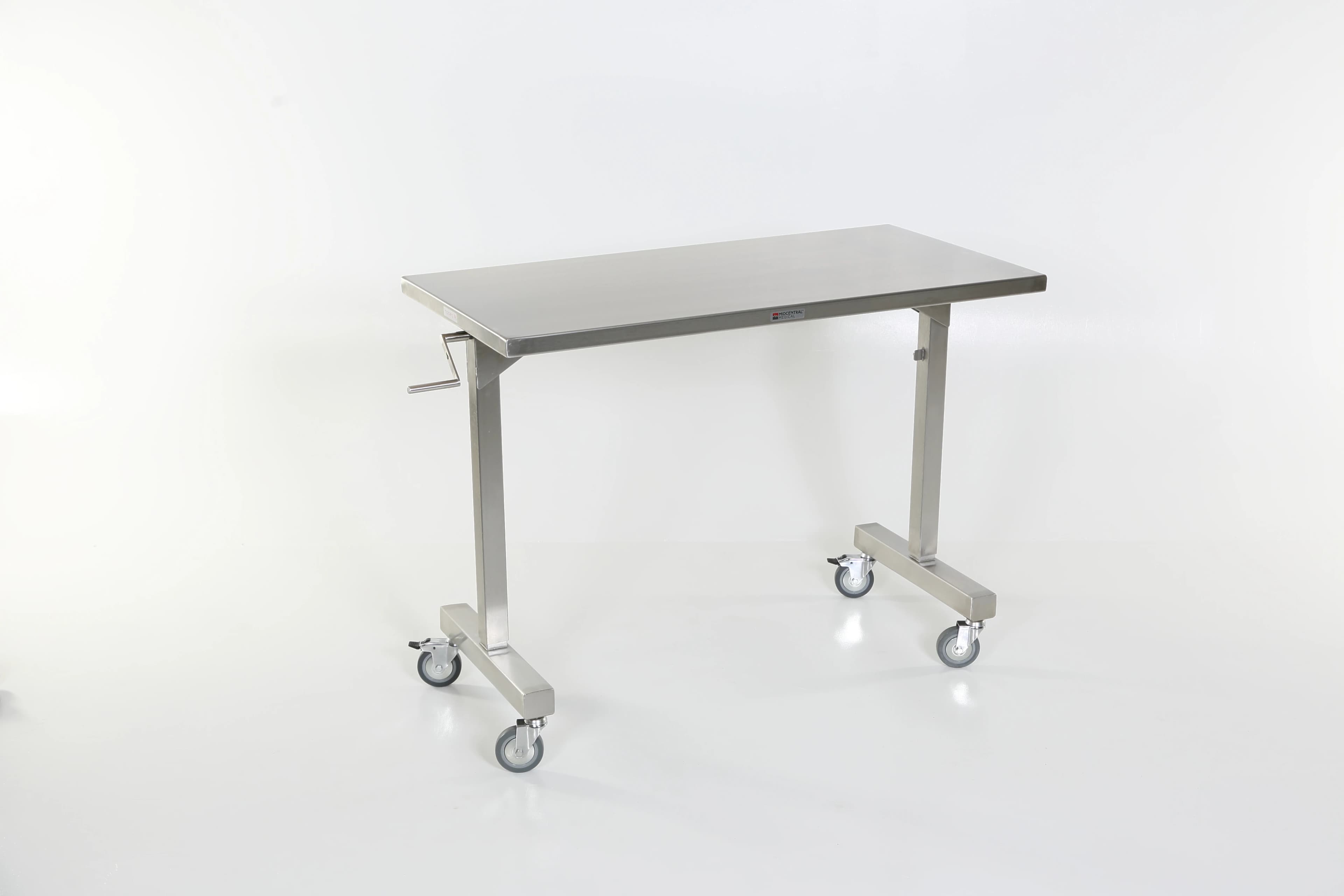 Acral Med Mid Central Medical Instrument Table, Stainless Steel, 24" x 60" x 52", 150 lb Capacity - Table Instrument/SS 24x60x52" - Image 1
