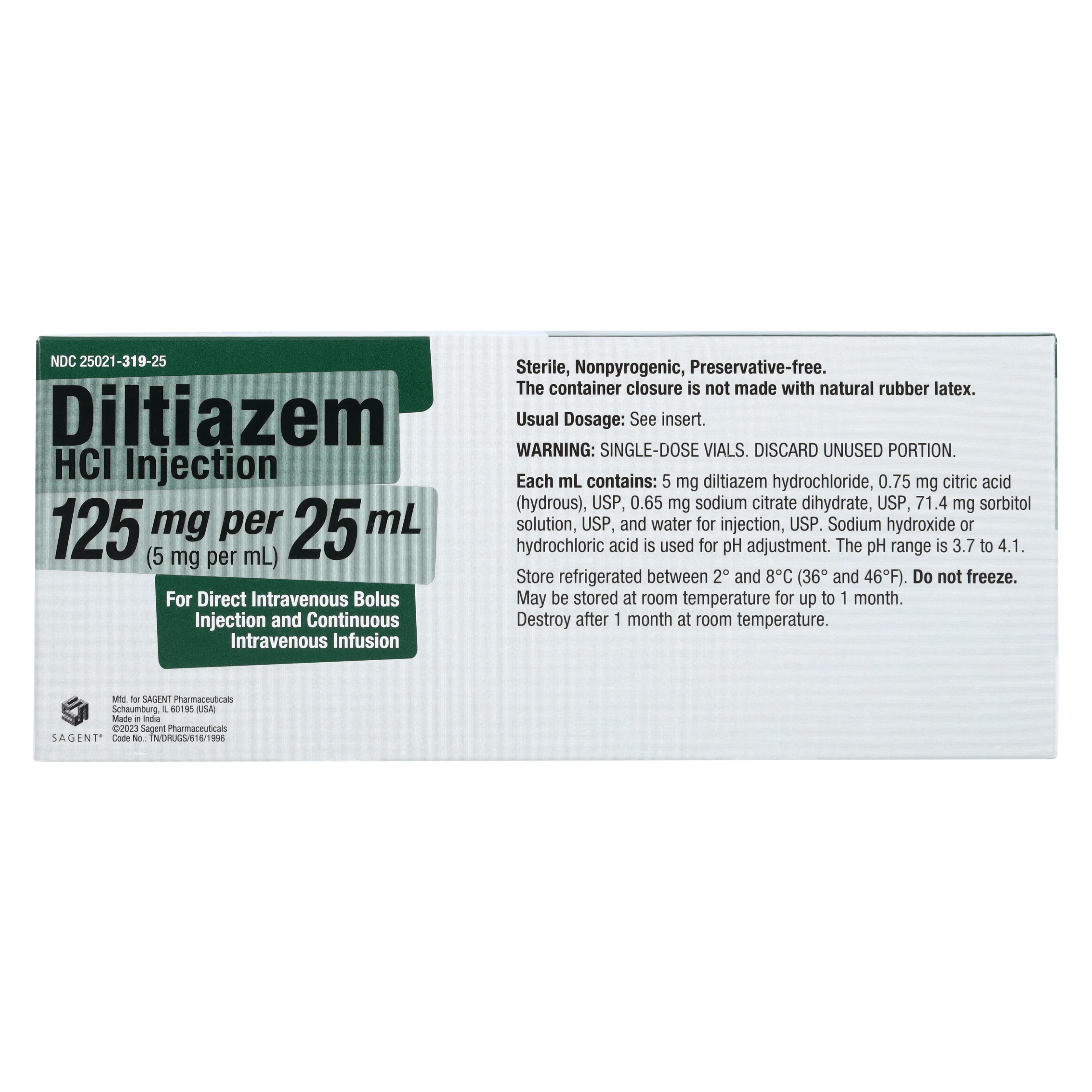 Diltiazem HCl Injection, 5 mg/mL, Single-Dose Vial, 25 mL, 10/Package thumbnail 5