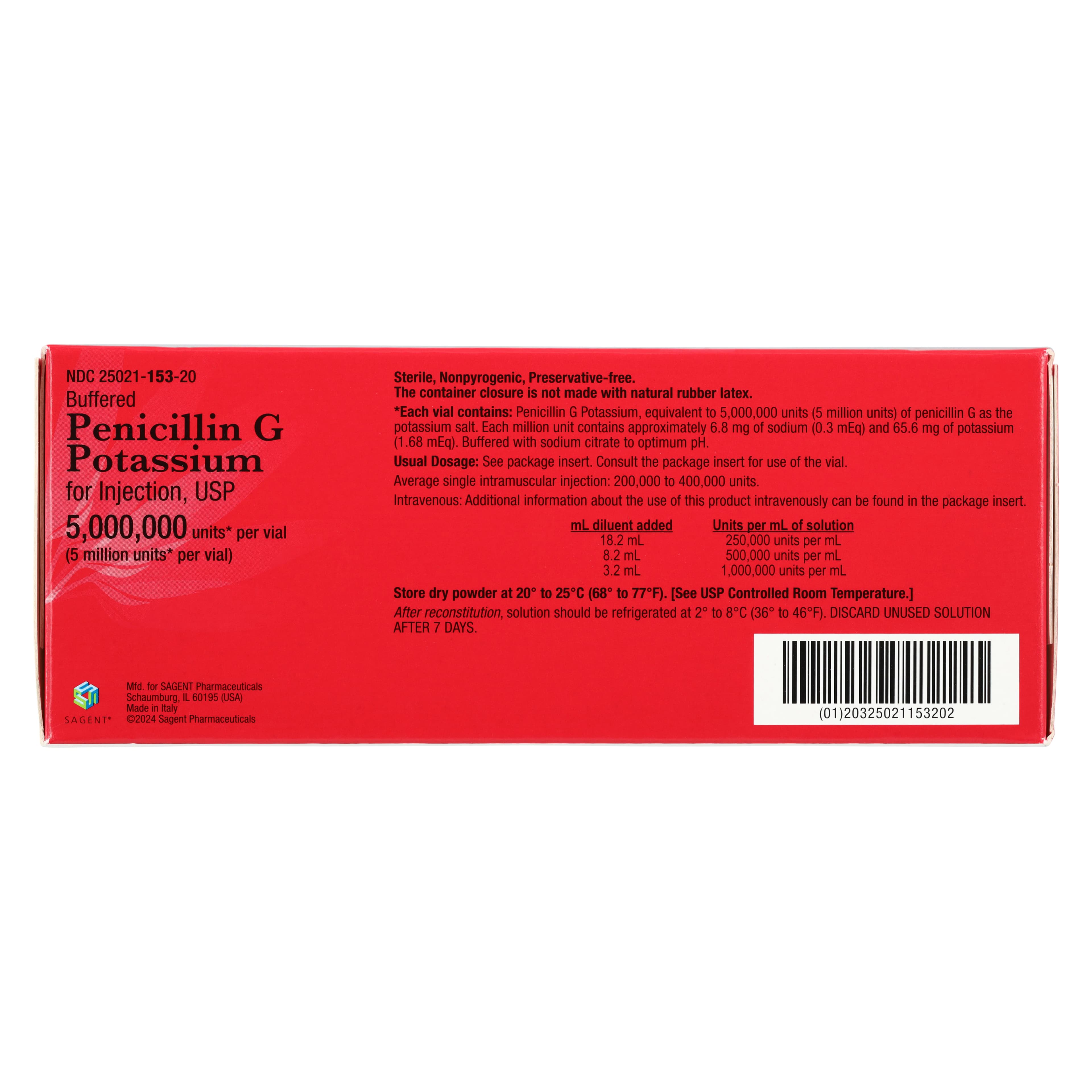 Penicillin G Potassium Injection 5MU/vial Powder for Injection, 10/Package thumbnail 2