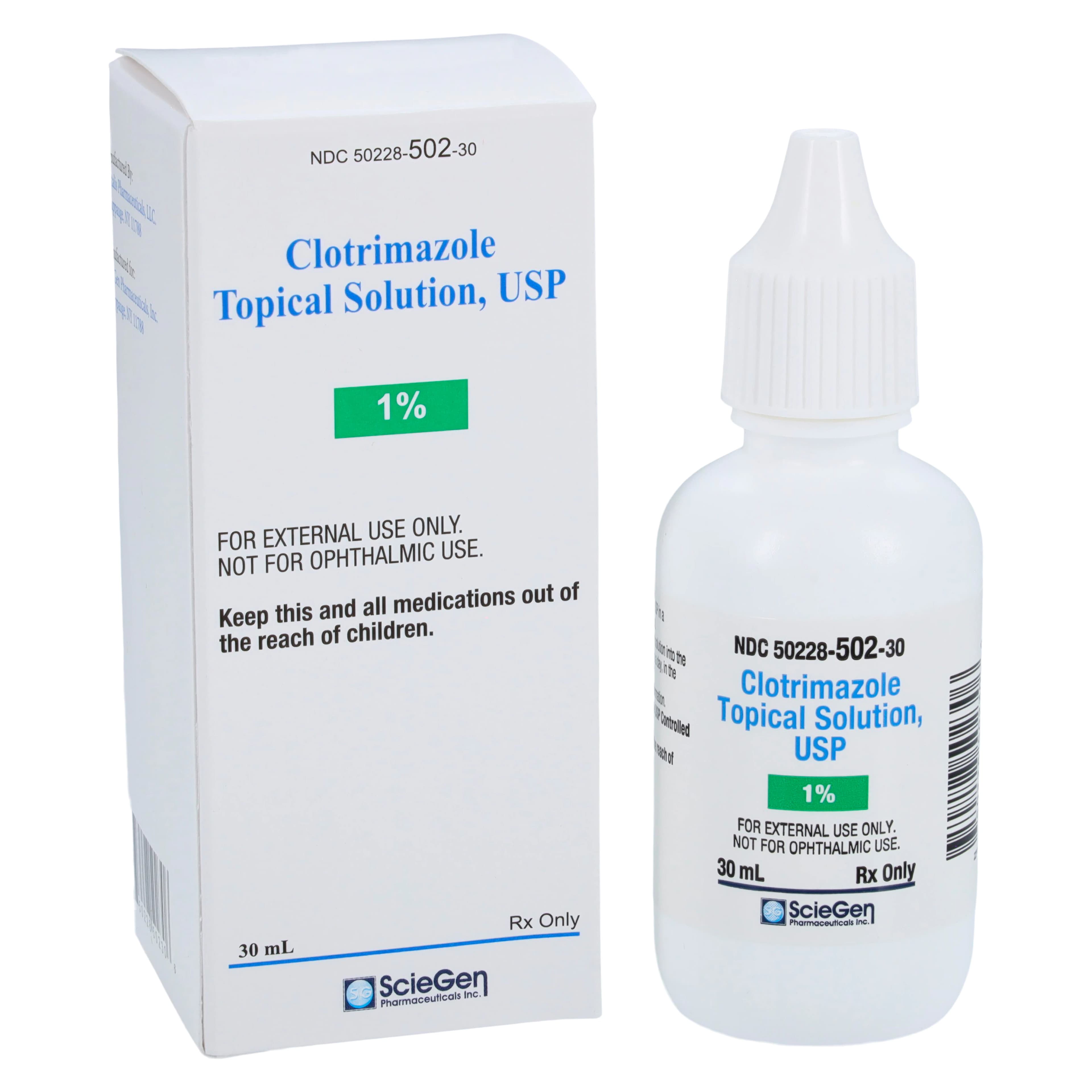 Clotrimazole Topical Solution 1%, 30 mL Bottle, Sciegen Pharmaceuticals - Clotrimazole Topical Solution - Image 1