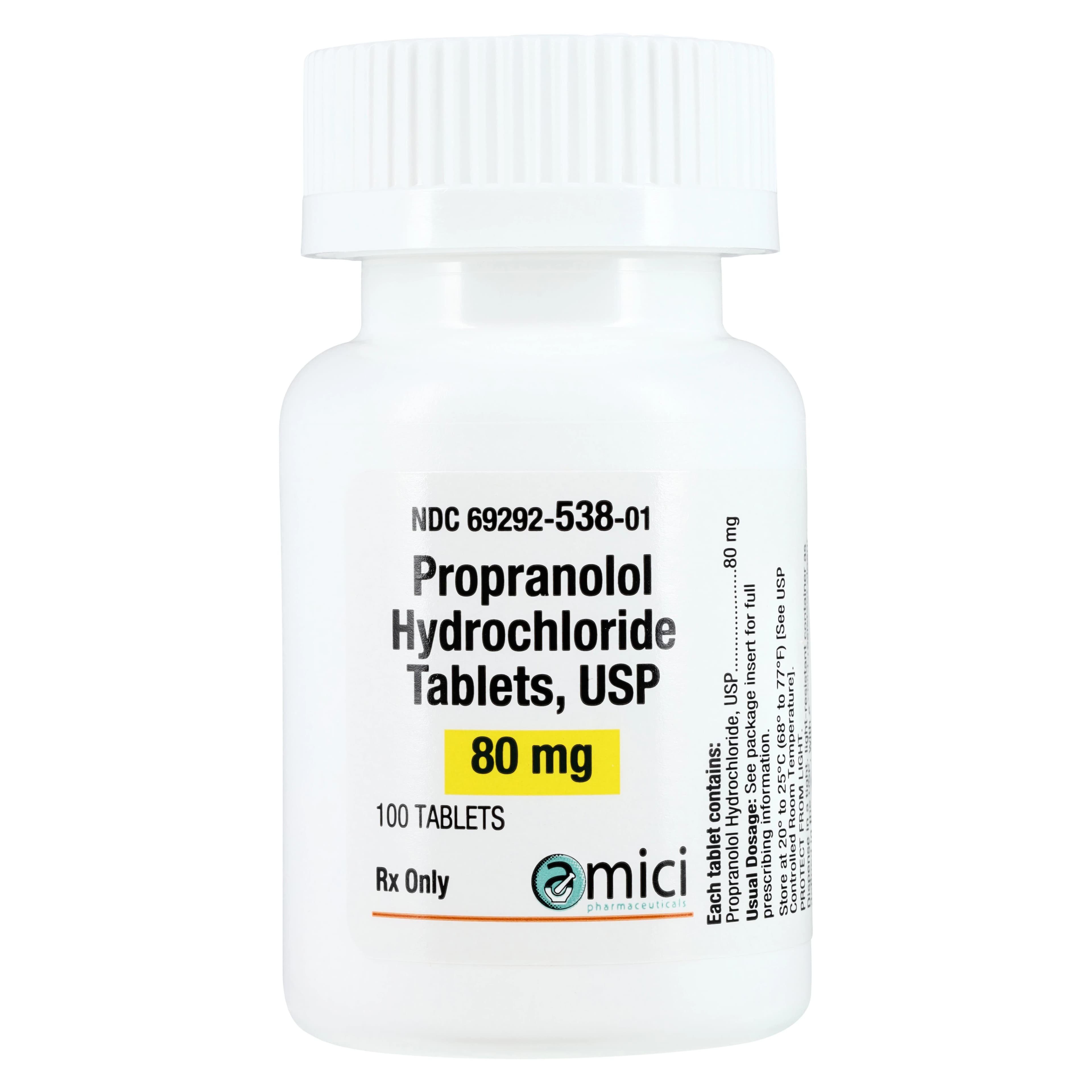 Propranolol HCl Tablets, 80mg, 100/Bottle - Propranolol HCl Tablets - Image 1