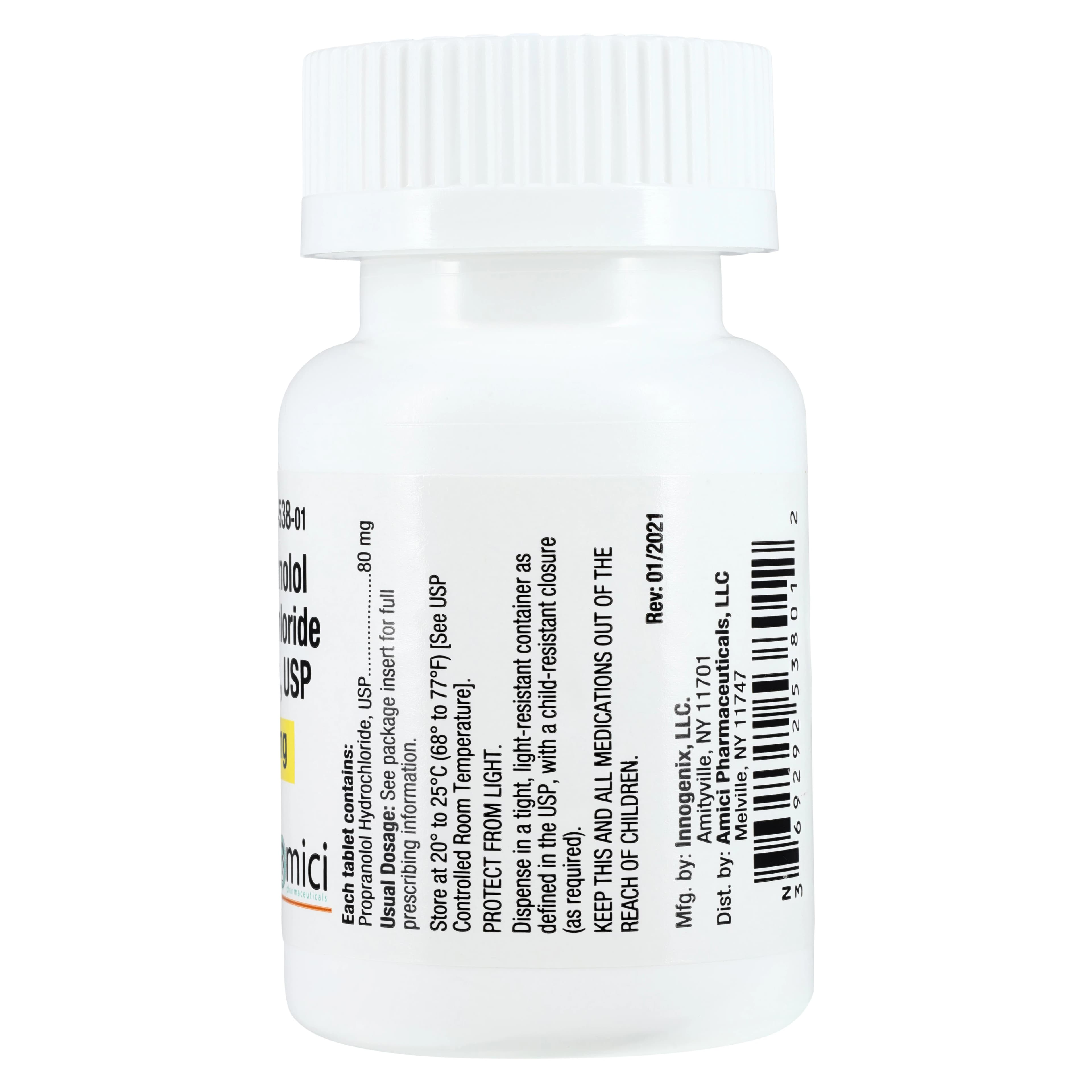 Propranolol HCl Tablets, 80mg, 100/Bottle thumbnail 2