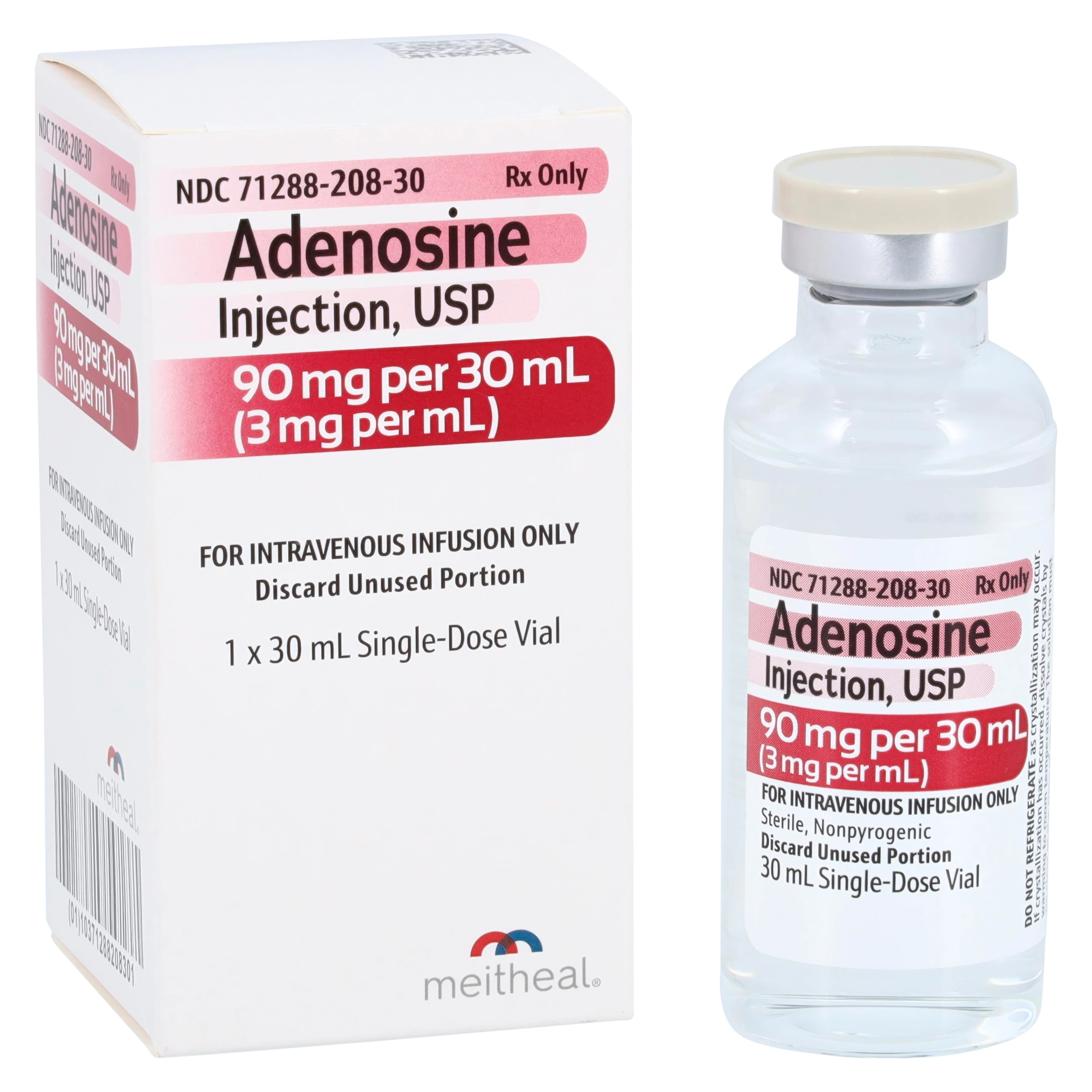 Adenosine Injection 3 mg/mL, Single-Dose Vial, 30 mL (Meitheal Pharmaceuticals) - Adenosine (Scan) Inj SDV 30mL - Image 1