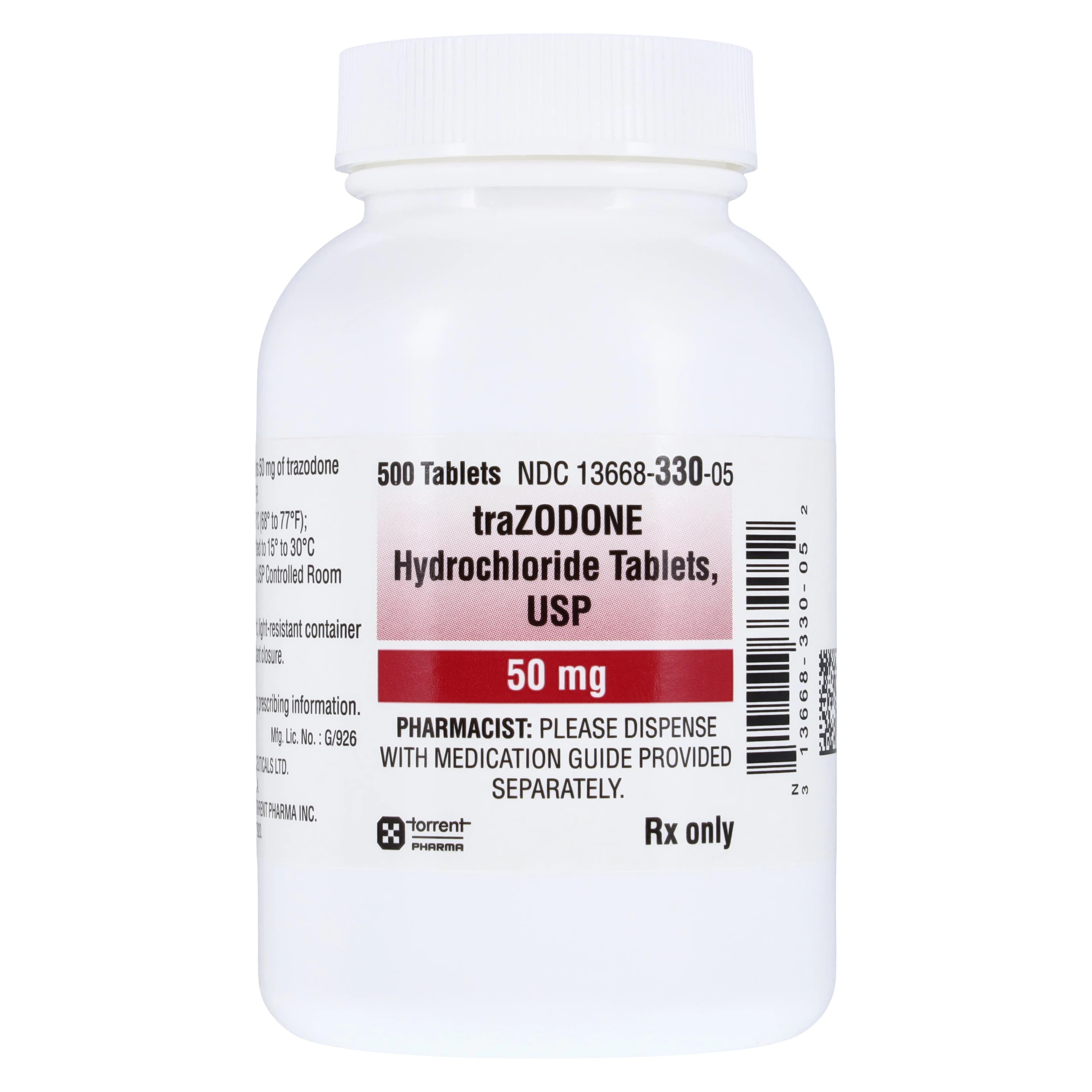 Trazodone HCl Tablets 50mg, 500 Count Bottle - Trazodone HCl Tablets - Image 1