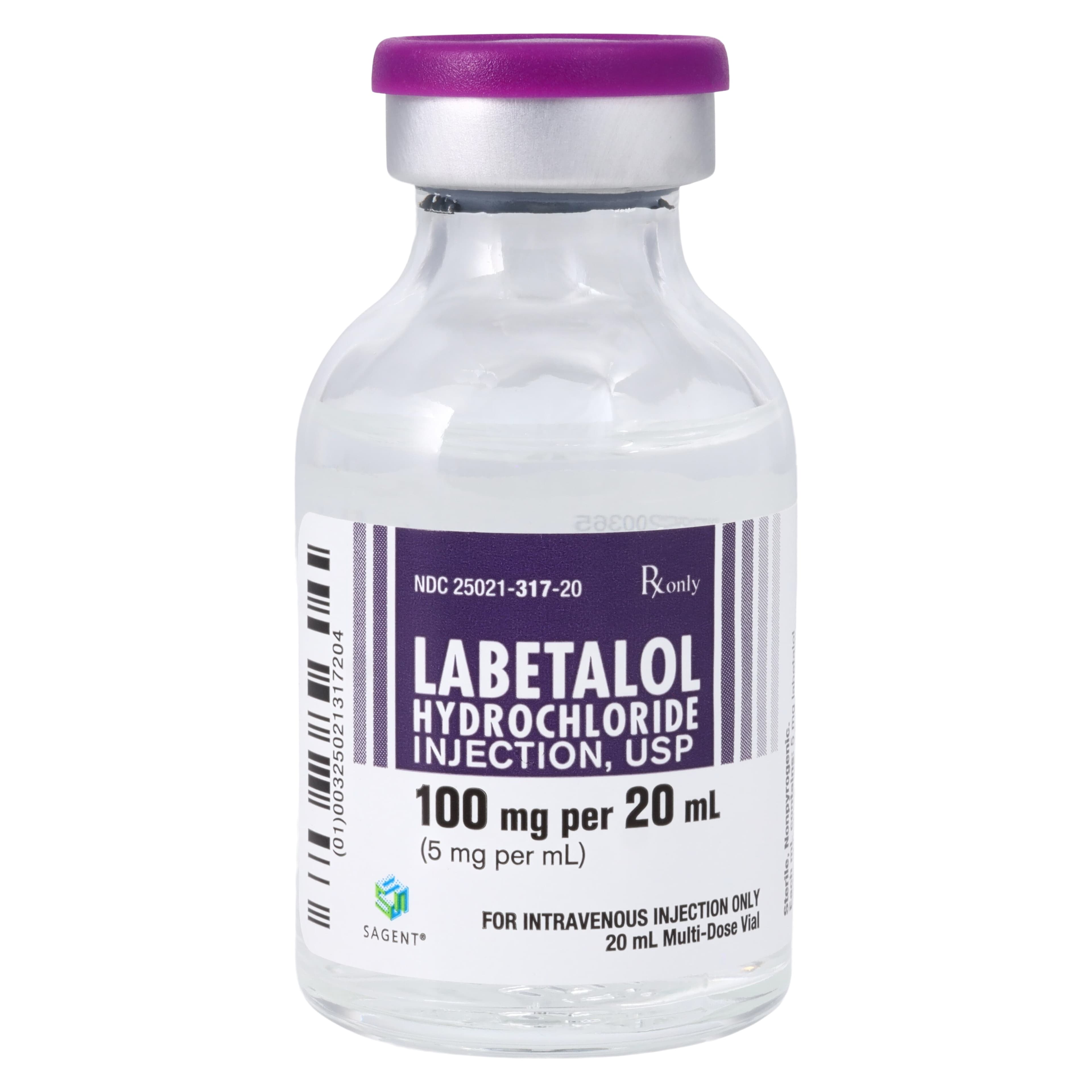 Labetalol HCl Injection, 5mg/mL, MDV, 20mL, Sagent Pharmaceuticals thumbnail 2