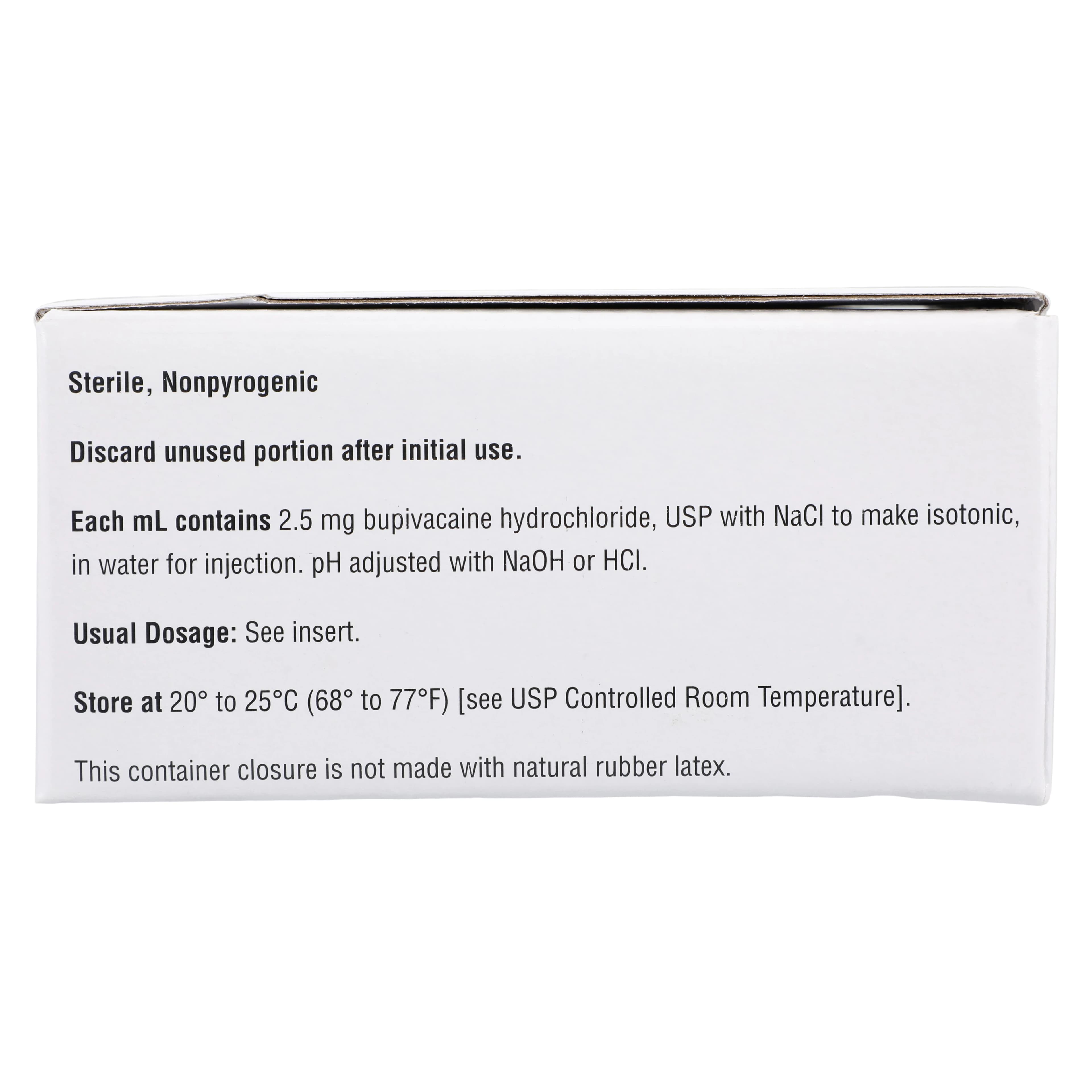 Bupivacaine HCl Injection 0.25% Preservative Free SDV 10mL (25/Package) - Bupivacaine SDV PF 10mL - Image 1