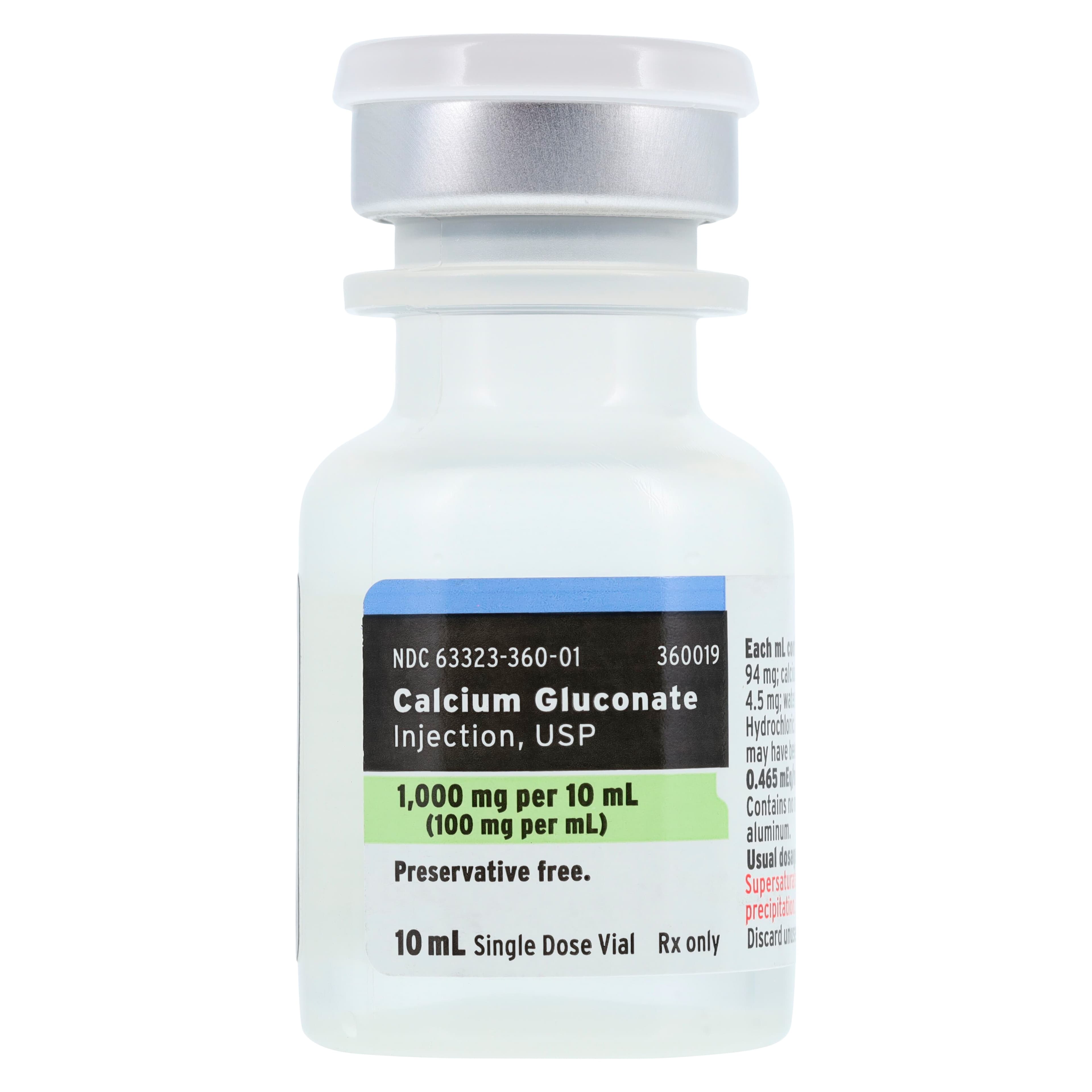 Calcium Gluconate Injection 100 mg/mL, Single-Dose Vial, 10 mL, 25/Package thumbnail 2