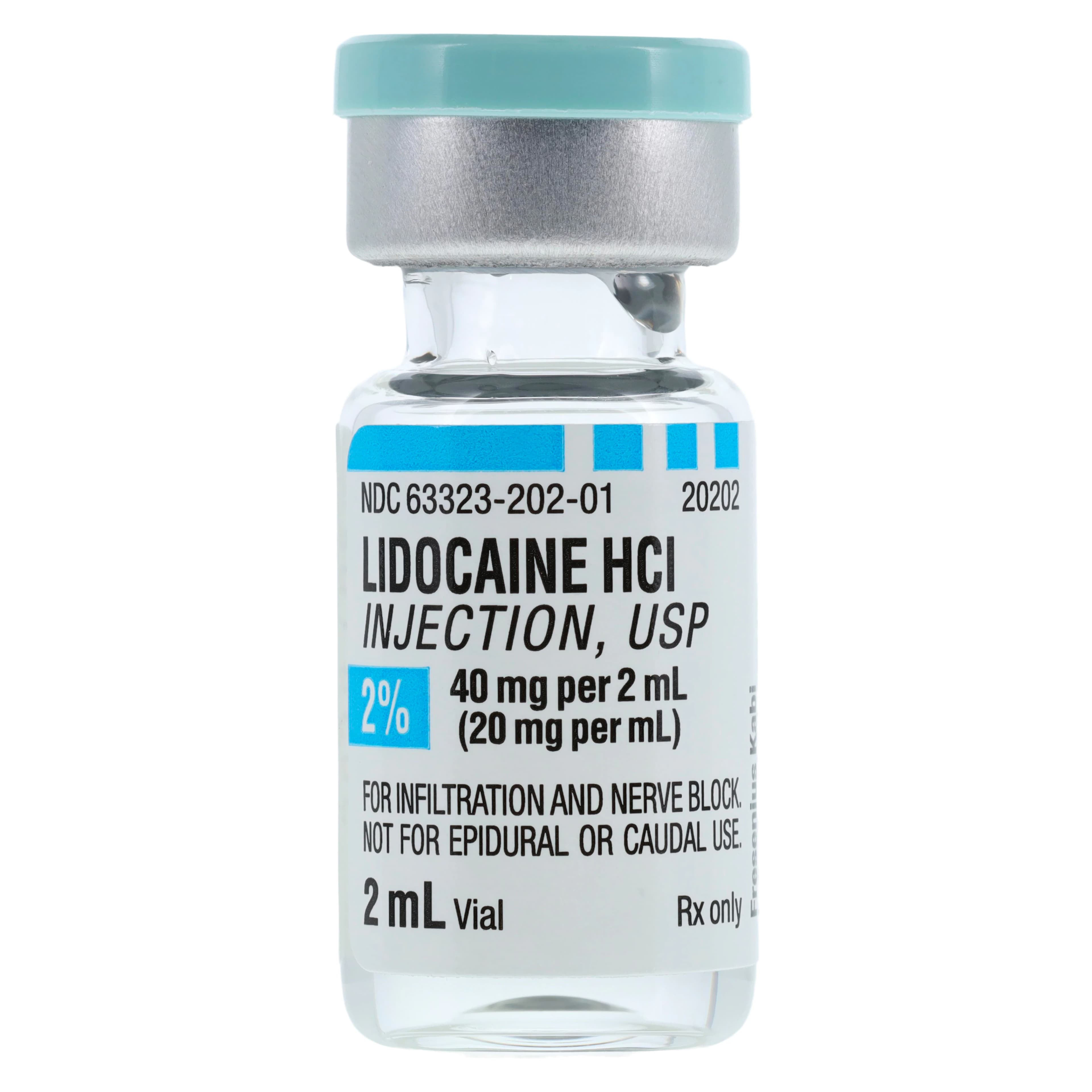 Lidocaine HCl Injection 2% Single-Dose Vial, 2 mL, 25/Package (Fresenius Kabi) thumbnail 2