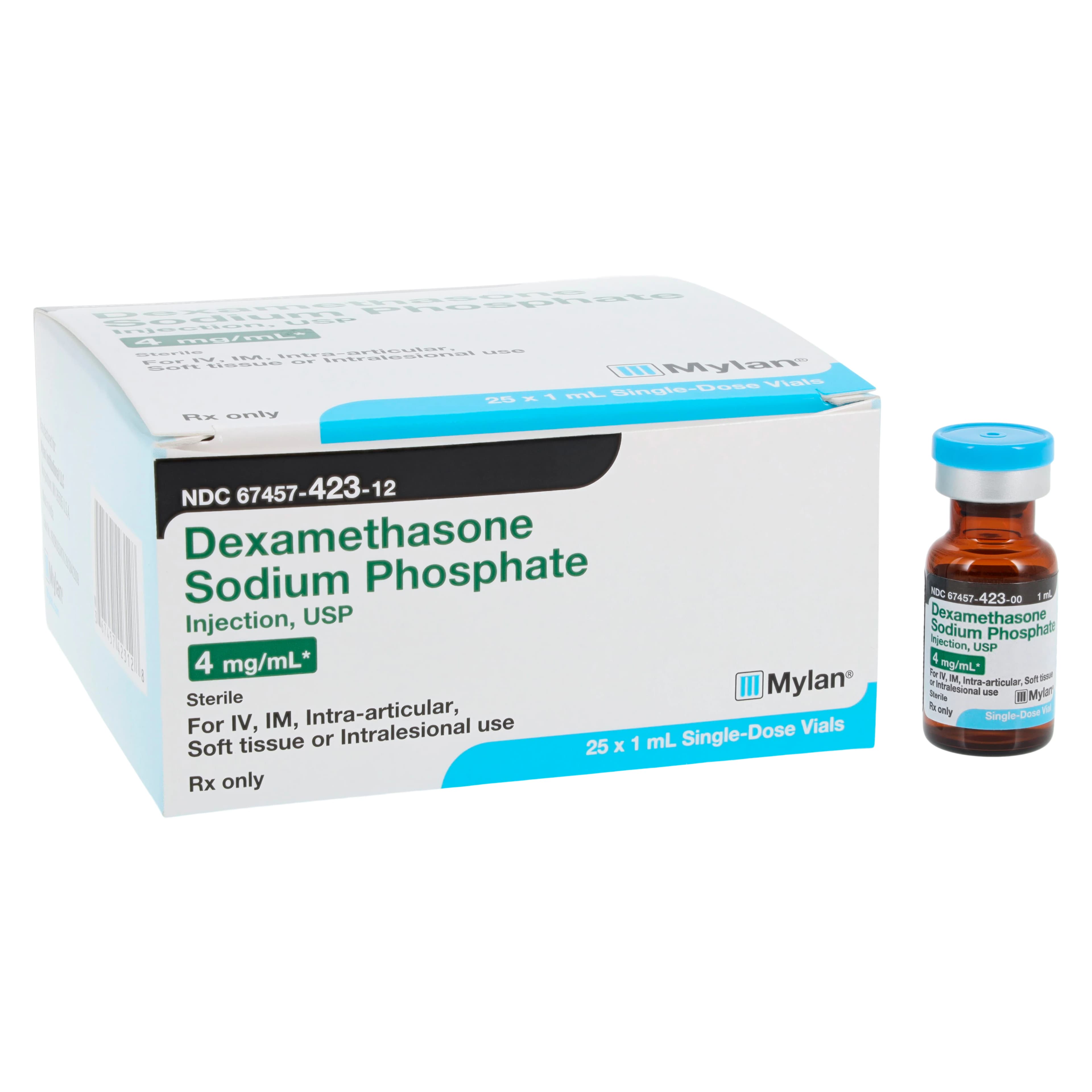 Dexamethasone Sodium Phosphate Injection, 4 mg/mL, Single-Dose Vial, 1 mL, 25/Package - Dexameth Sod Inj SDV 1mL - Image 1
