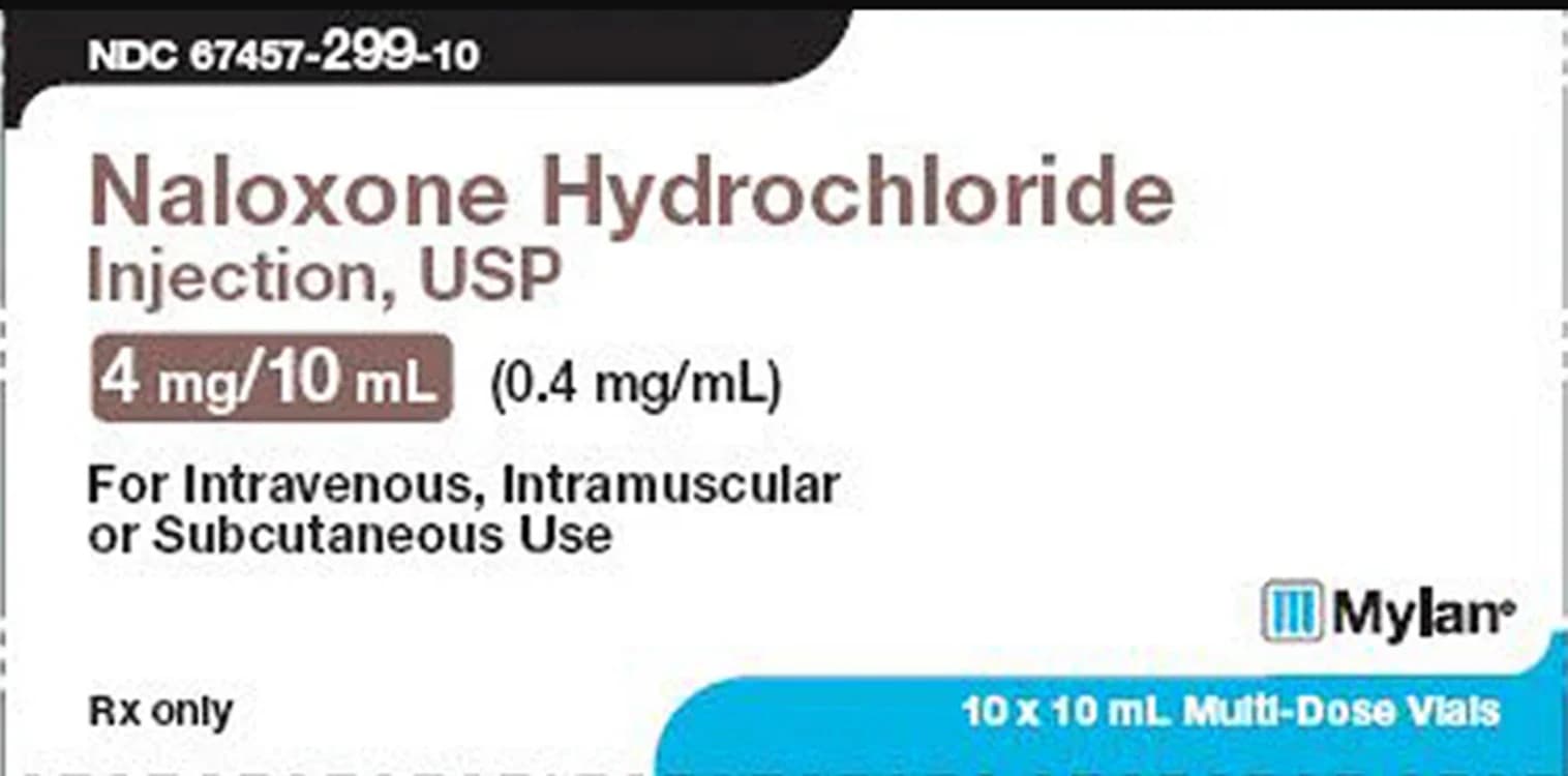 Naloxone Hydrochloride Injection, 0.4 mg/mL, 10 mL Multi-Dose Vial, 10/Package, Mylan Institutional - Naloxone Inj MDV 10mL - Image 1