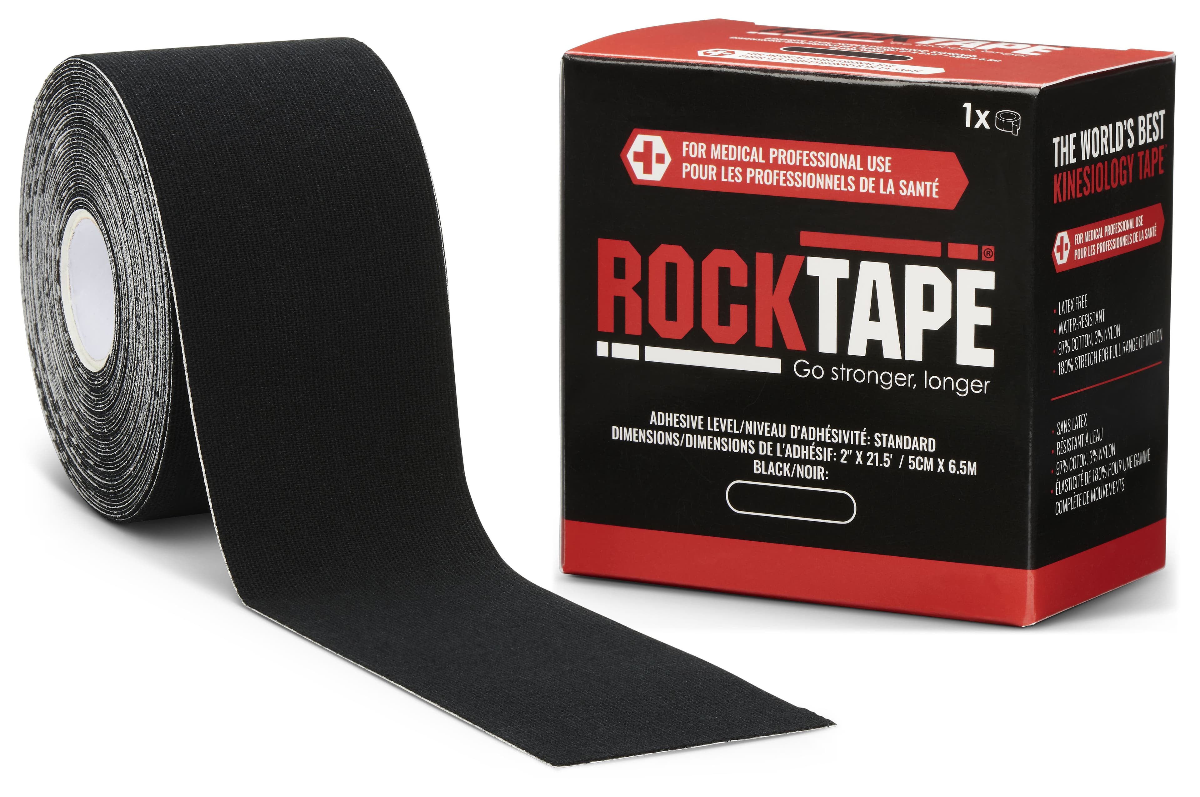RockTape Standard Kinesiology Tape, Black, 2" x 21.5' (Each) thumbnail 2