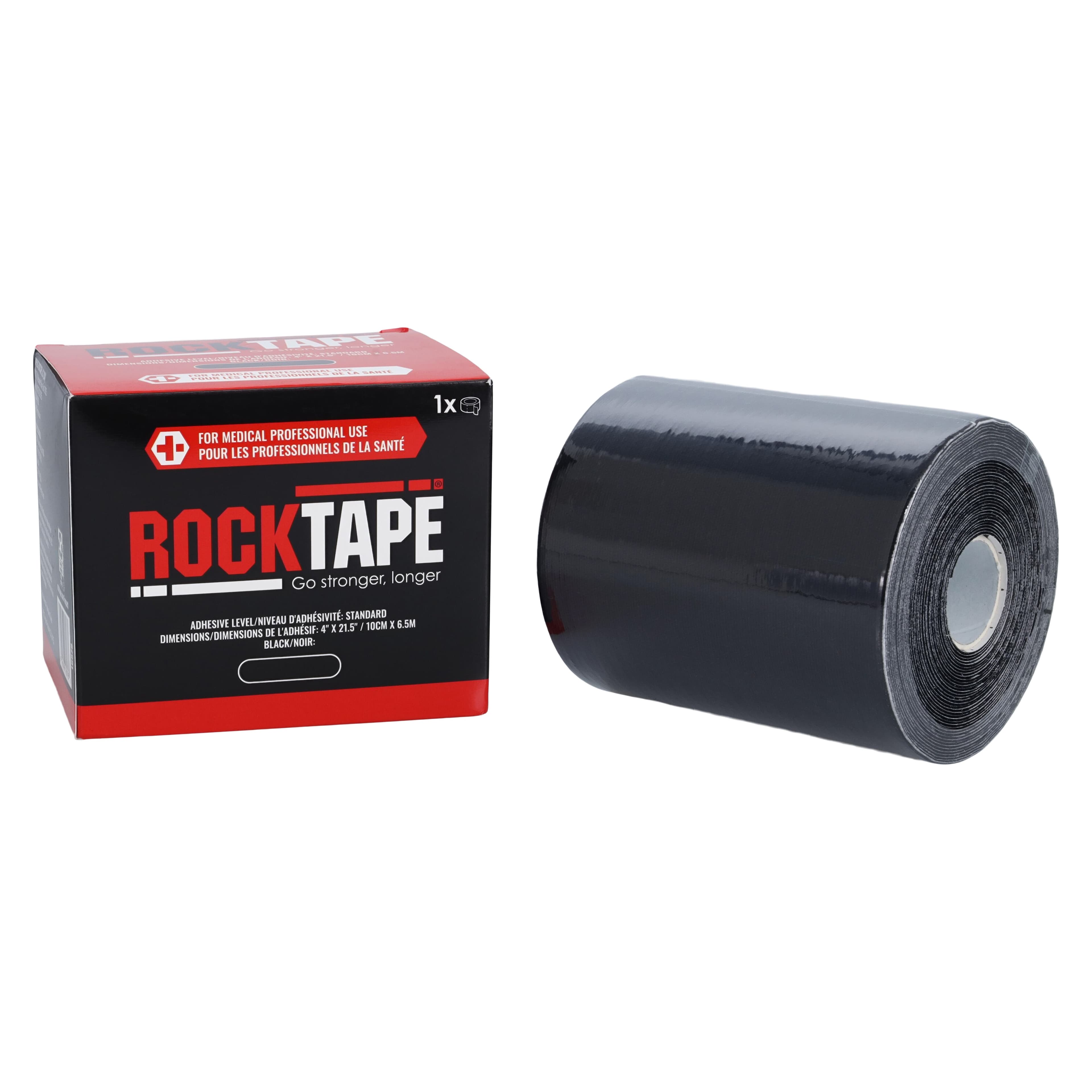 RockTape Standard Kinesiology Tape, Black, 4" x 21.5' Roll thumbnail 2
