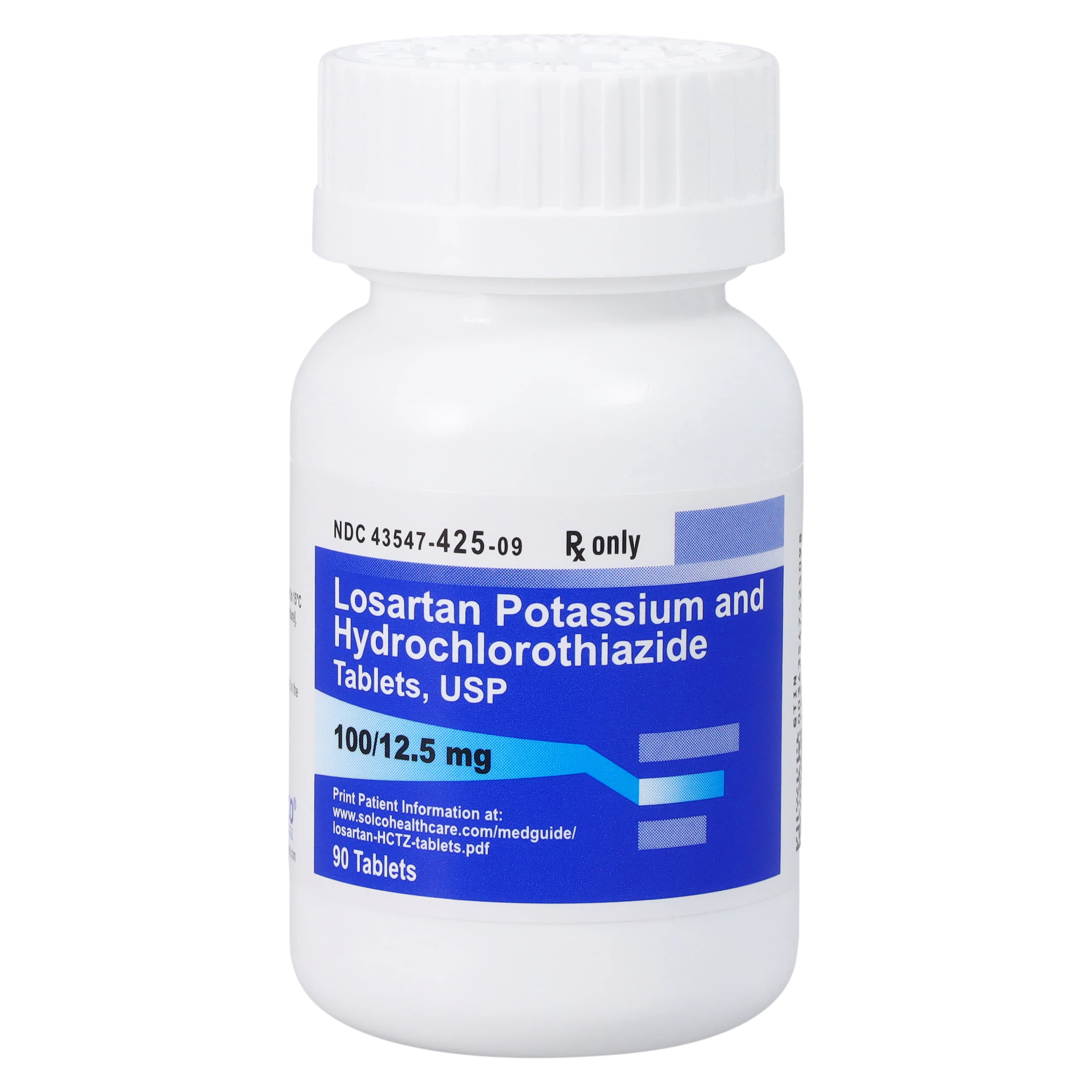 Losartan Potassium/Hydrochlorothiazide Tablets, 100/12.5 mg, 90 Count Bottle - Losartan Potassium/HCTZ Tabs - Image 1