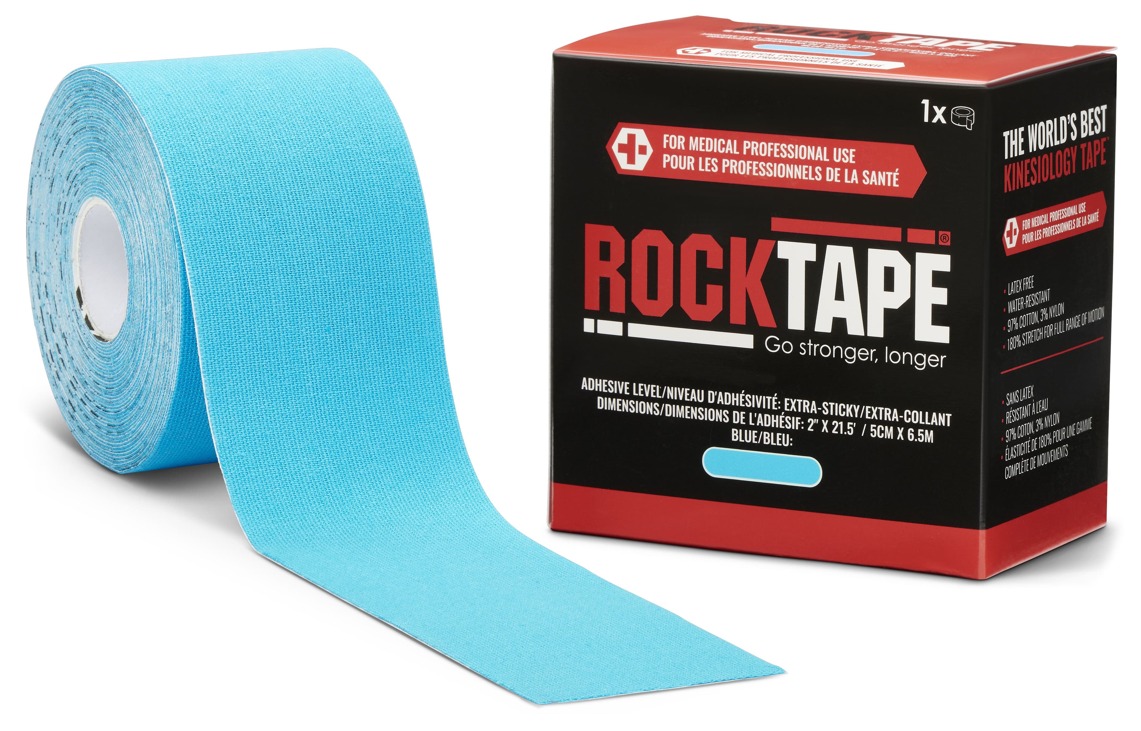 RockTape Xtr-Sticky Kinesiology Tape, Blue, 2" x 21.5' - RockTape Xtr-Sticky Blue - Image 1