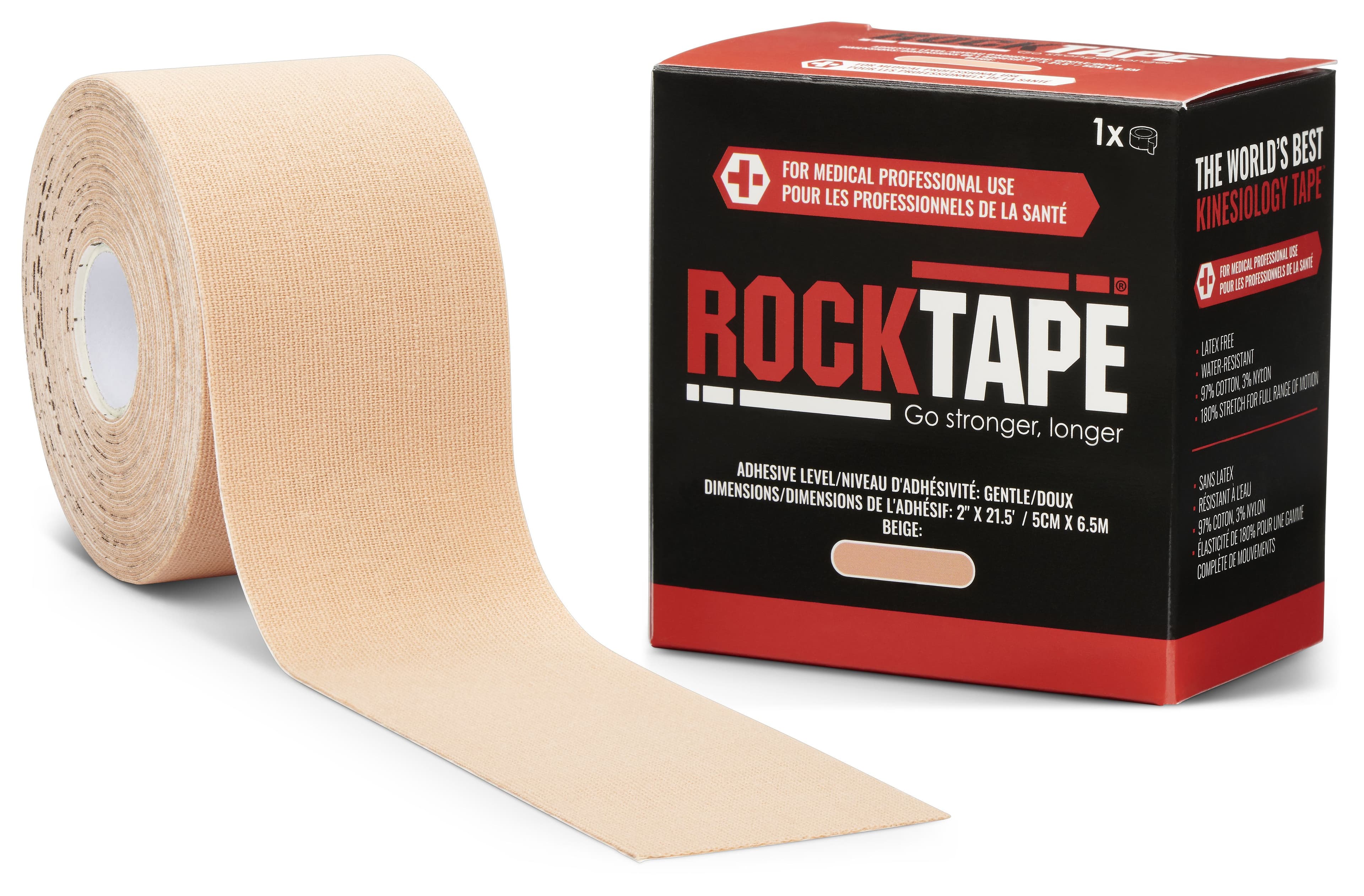 RockTape Gentle Kinesiology Tape, Beige, 2" x 21.5' - RockTape Gentle Beige - Image 1