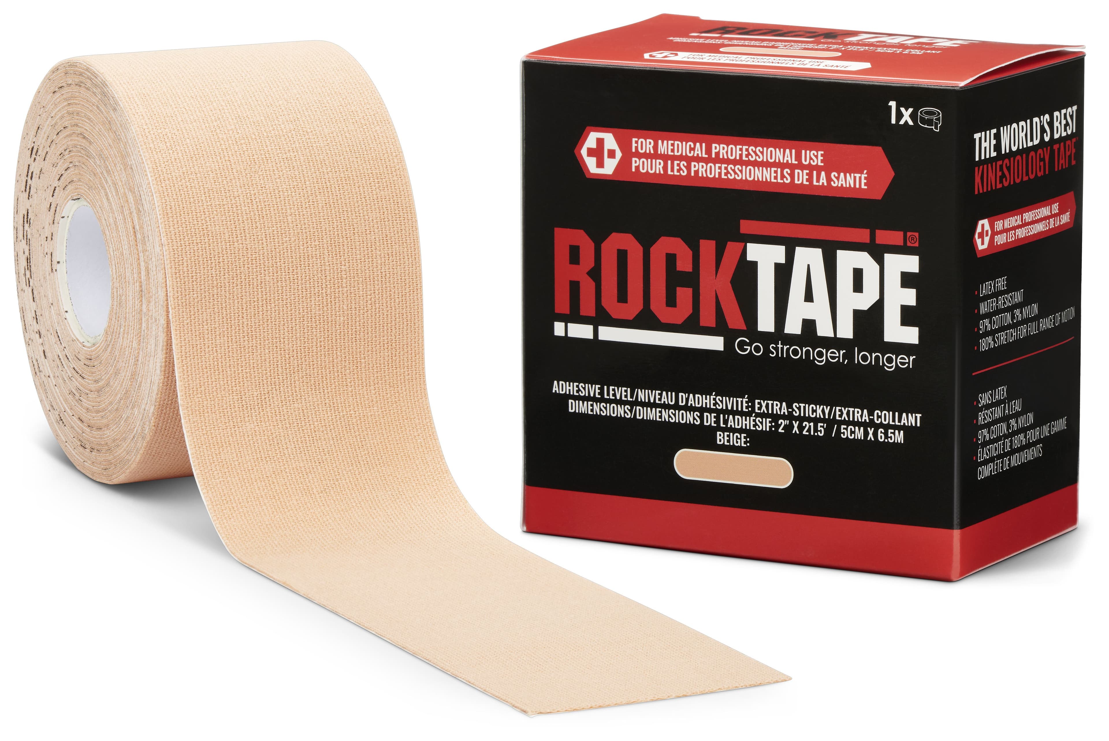 RockTape Xtr-Sticky Kinesiology Tape, Beige, 2" x 21.5' - RockTape Xtr-Sticky Beige - Image 1