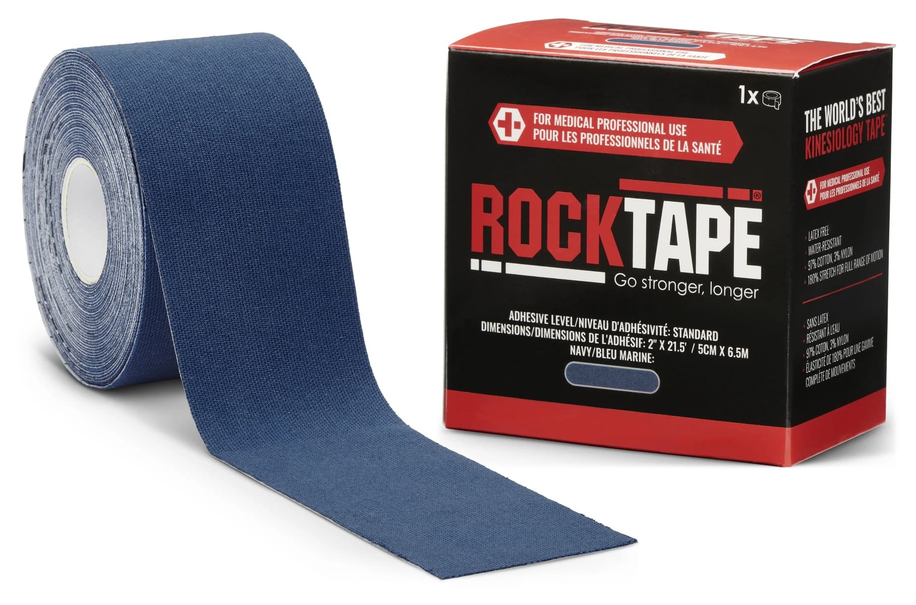 RockTape Standard Kinesiology Tape, Navy, 2" x 21.5' (Each) - RockTape Standard Navy - Image 1