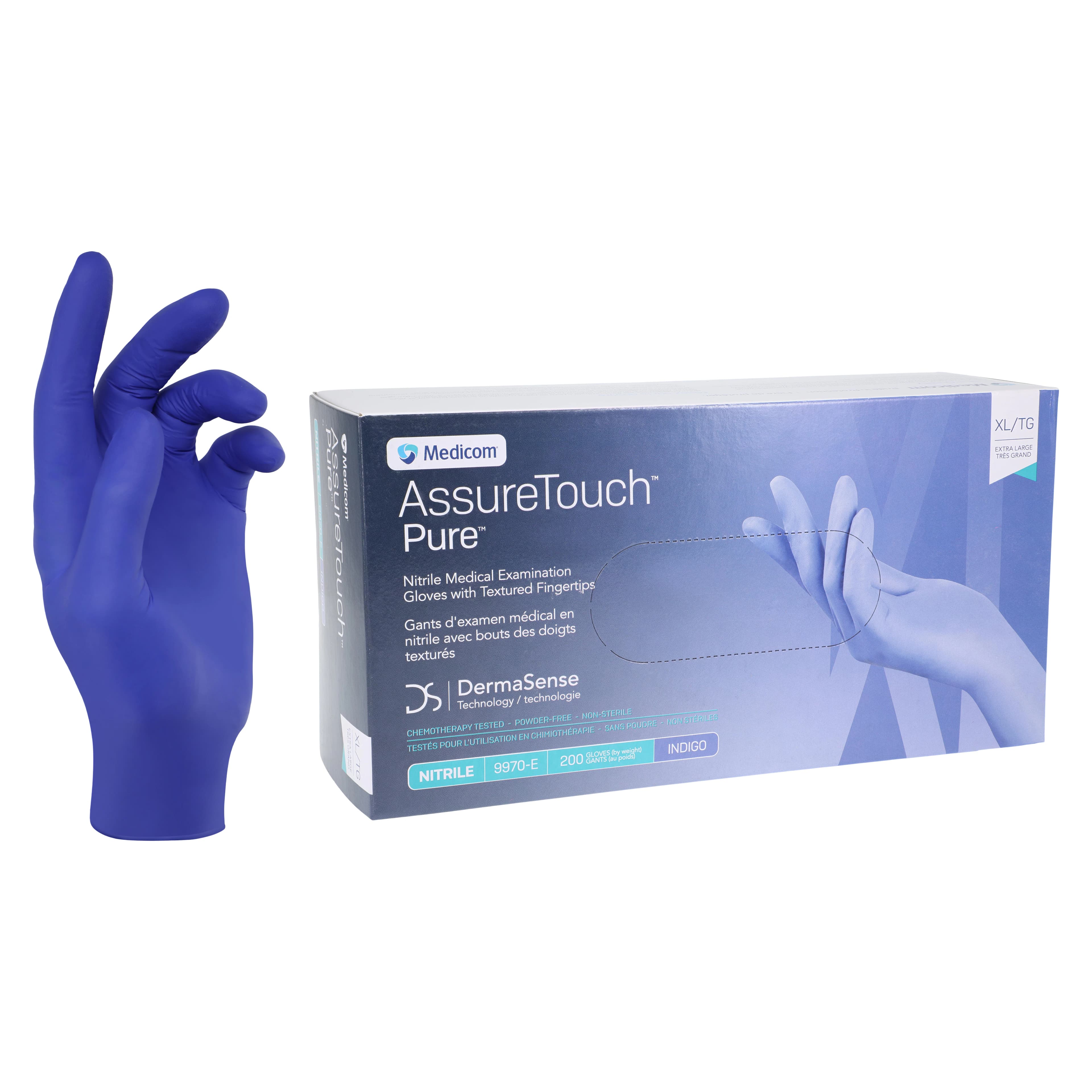 AssureTouch™ Pure Nitrile Exam Gloves, Powder Free, Non-Sterile, Extra Large, Blue, 200/Box, 9970E - AssureTouch™ Pure Nitrile Exam Gloves XL Blue Box of 200 - Image 1