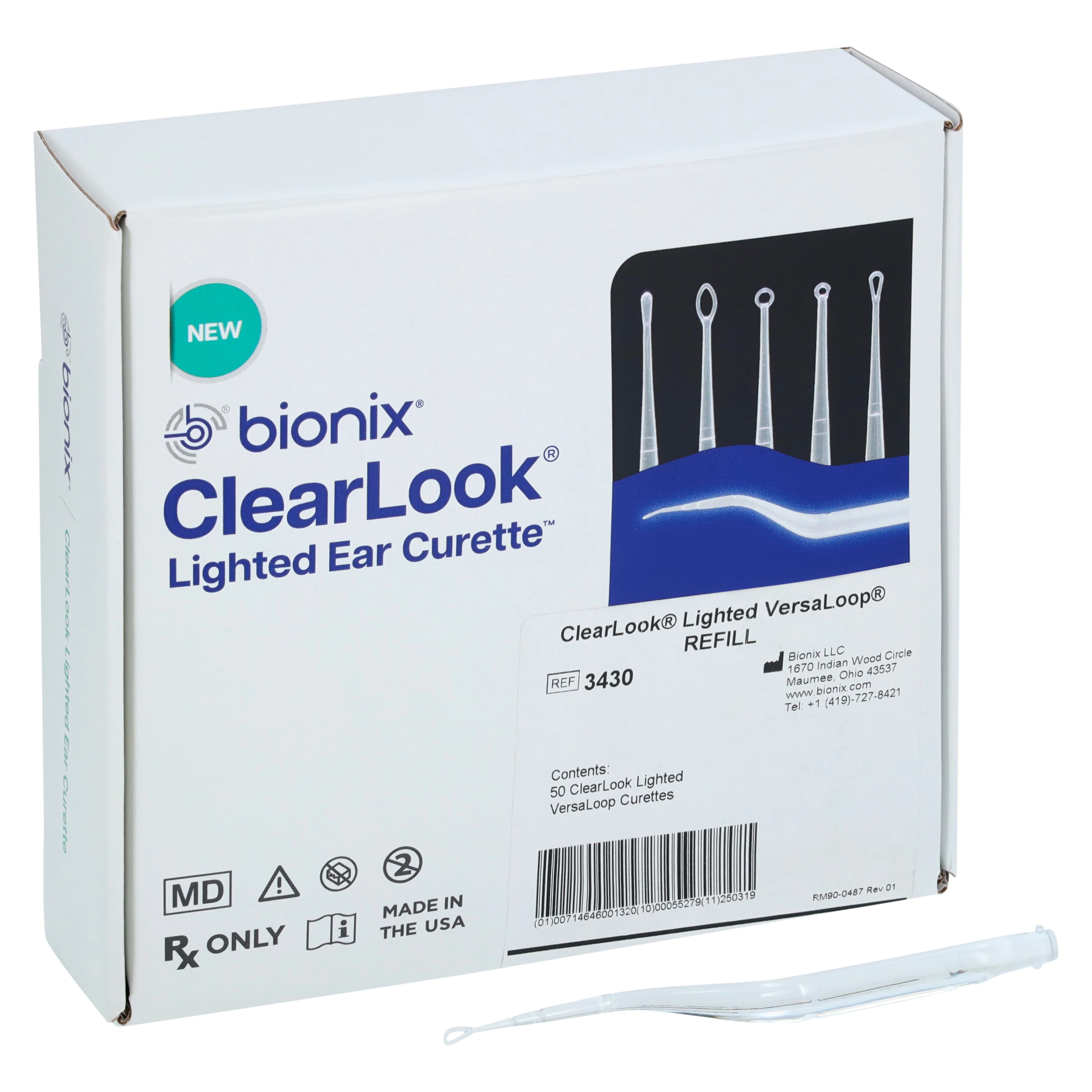 Bionix ClearLook Ear Curette VersaLoop Refill Pack, 3mm Oval, Non-Sterile, Disposable, 50/Box - ClearLook Ear Curete VersaLoop - Image 1