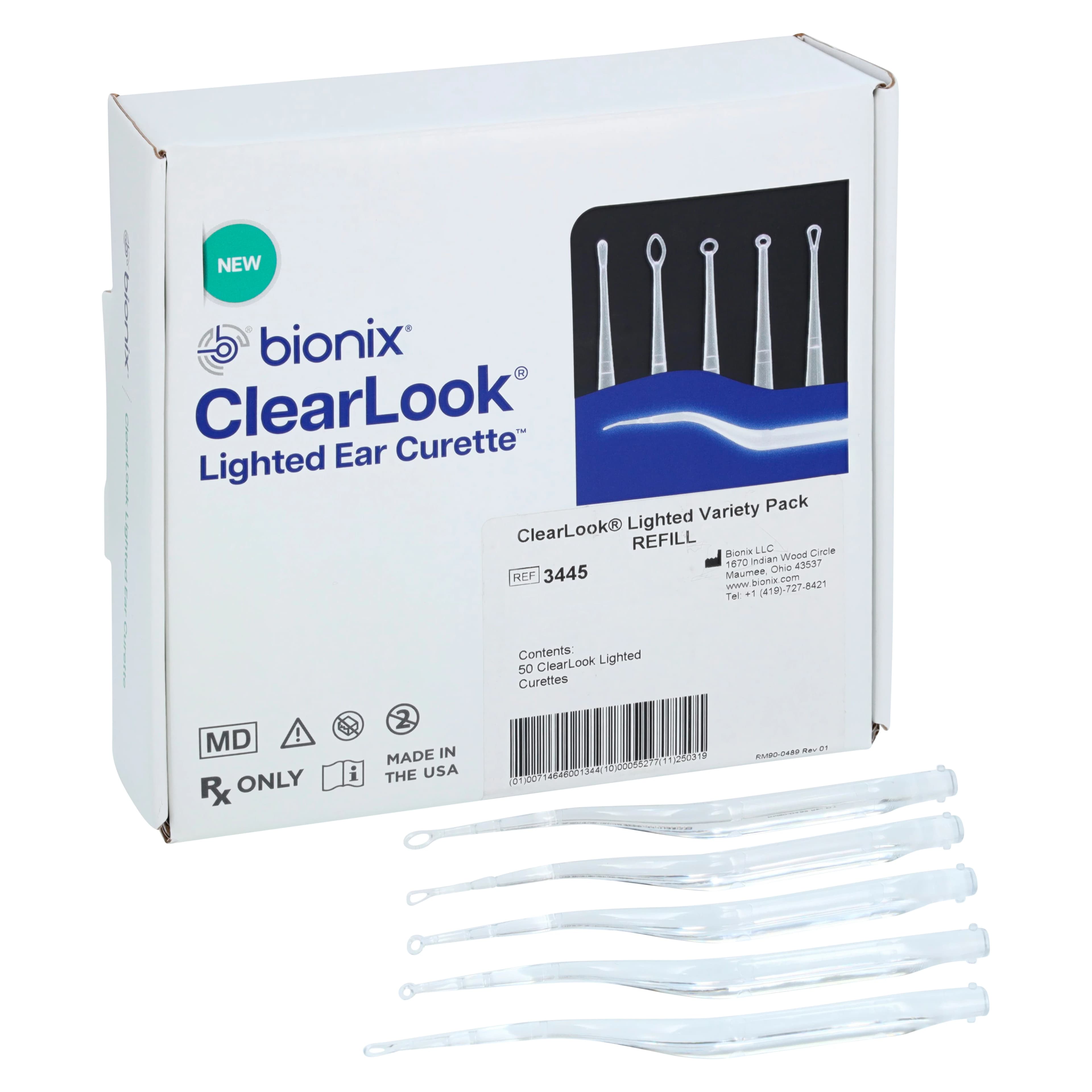 ClearLook Ear Curette Refill Pack, Variety Pack, Non-Sterile, Disposable, 50/Box - ClearLook Ear Curete Refill Pk - Image 1