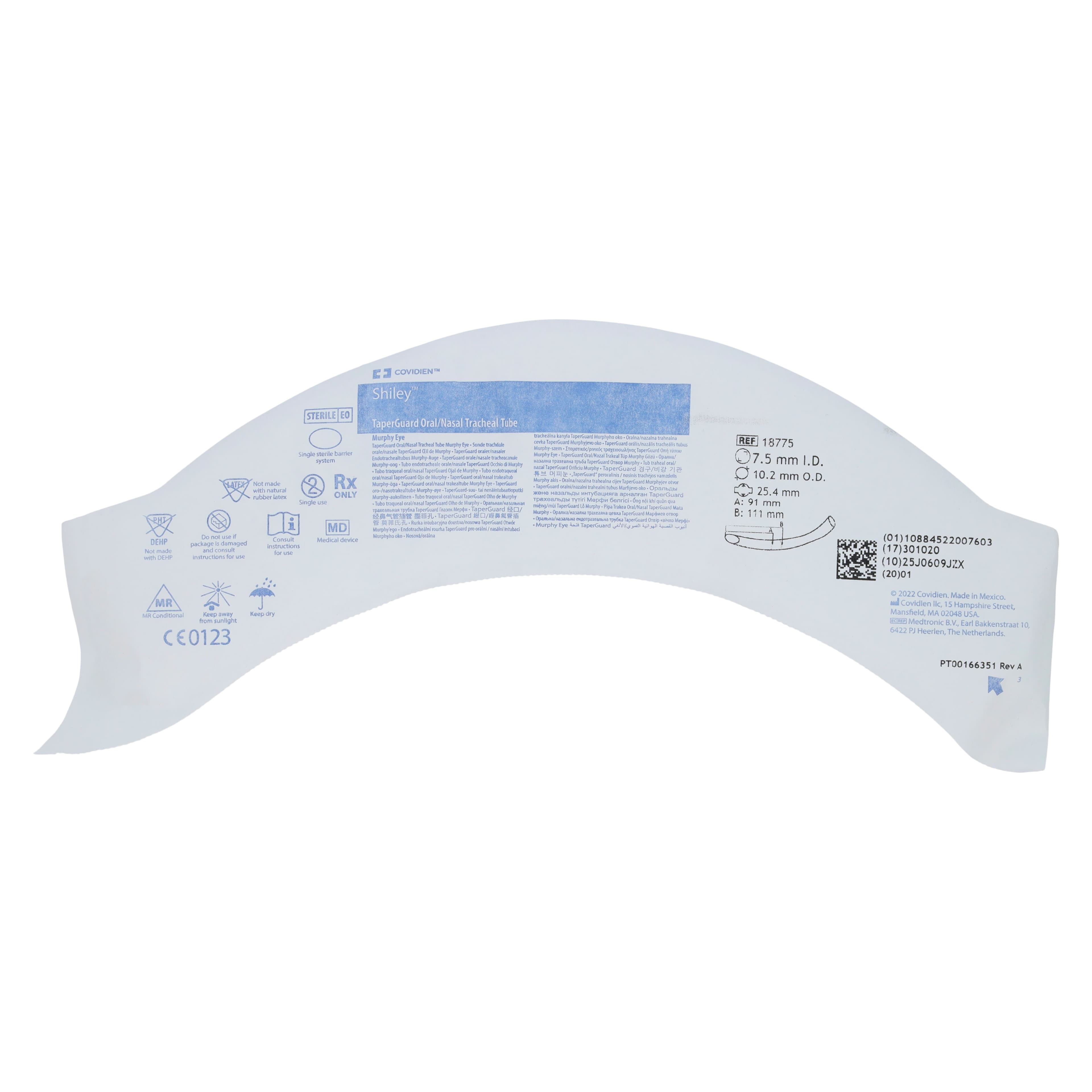 Medtronic Shiley Endotracheal Tube, Cuffed, 7.5mm, 10/Case thumbnail 2