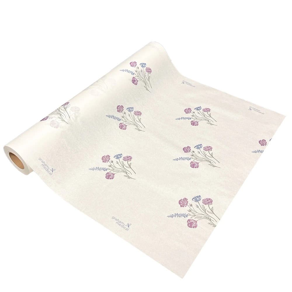 Graham Medical Exam Table Paper, Smooth, Wildflower Print, 18 in x 225 ft, 12 Rolls/Case - Table Paper Smooth Wildflower - Image 1