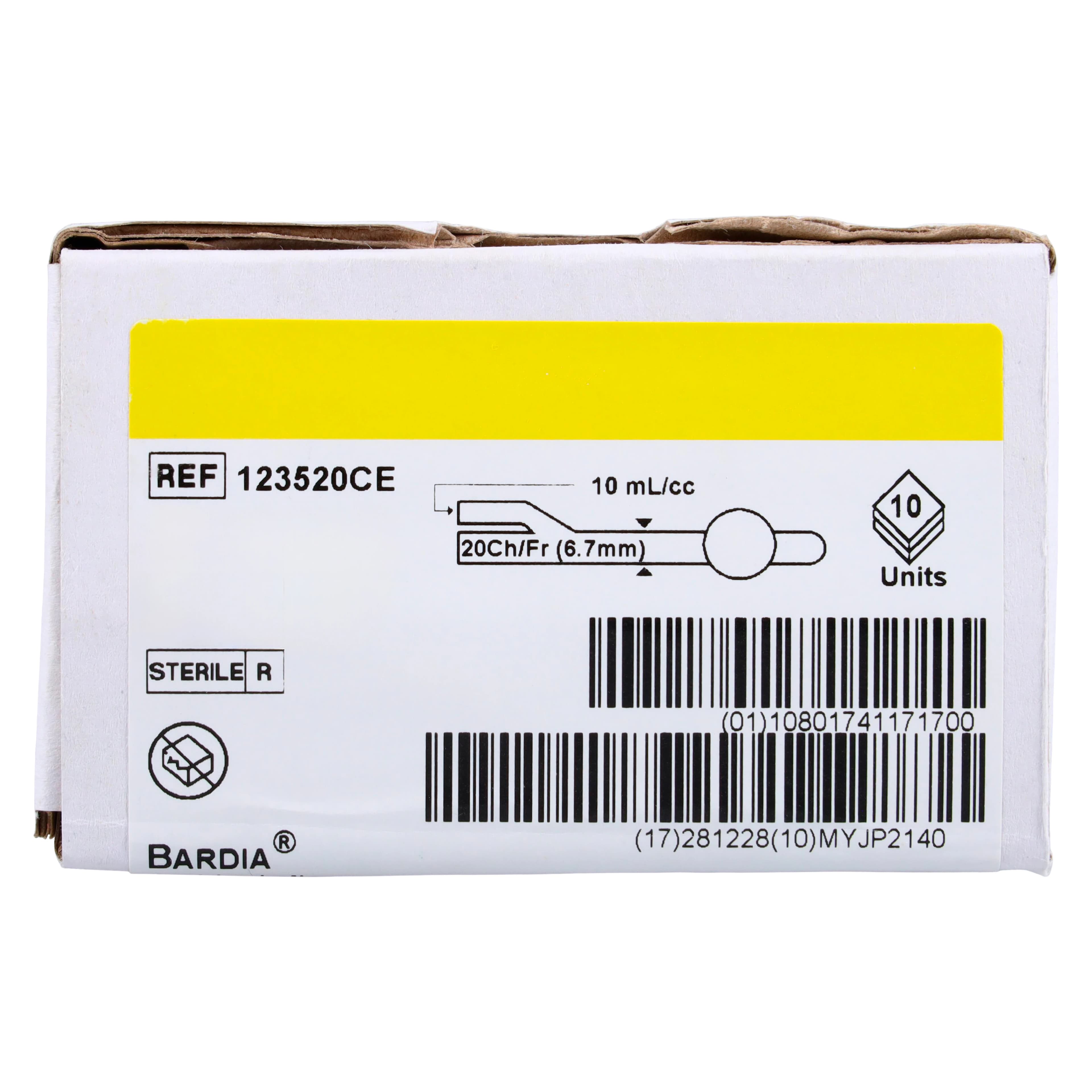 Bardia 2-Way Foley Catheter, Standard Tip, Silicone Elastomer Coated Latex, 20Fr, 5cc Balloon thumbnail 3