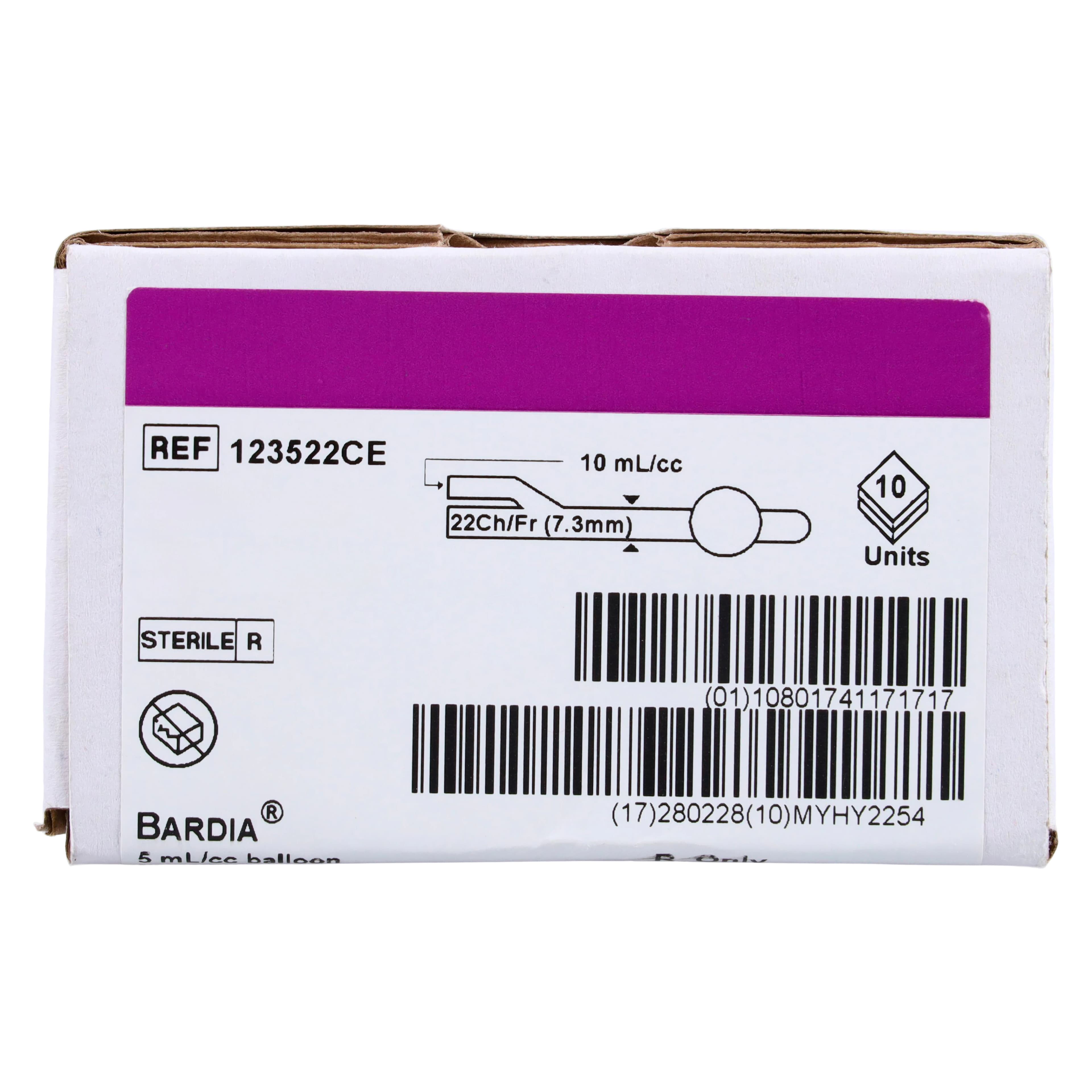 Bardia 2-Way Foley Catheter, Standard Tip, Silicone Elastomer Coated Latex, 22Fr, 5cc Balloon thumbnail 3
