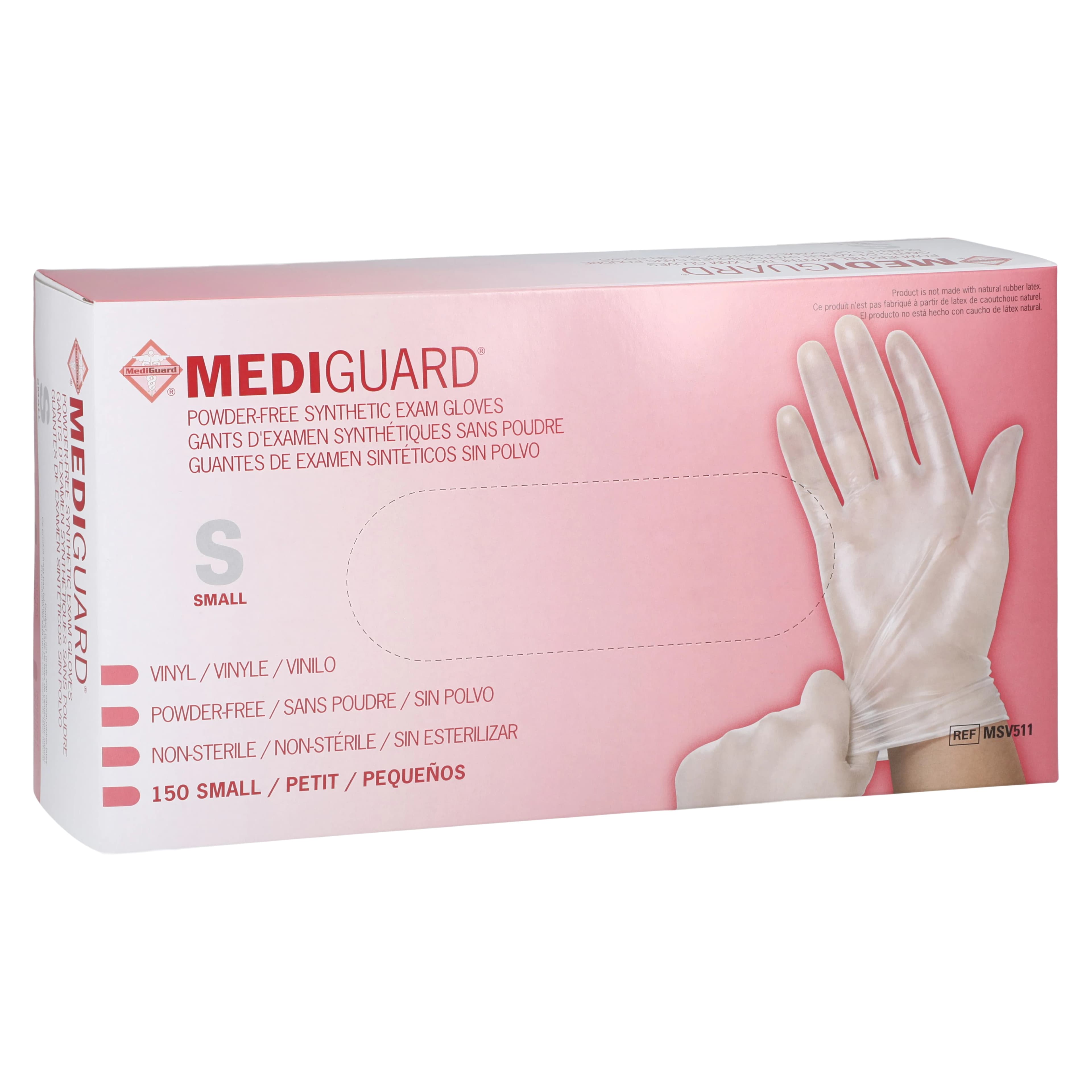 MediGuard Vinyl Exam Gloves, Powder Free, Small, Clear, Non-Sterile, 150/Box thumbnail 3