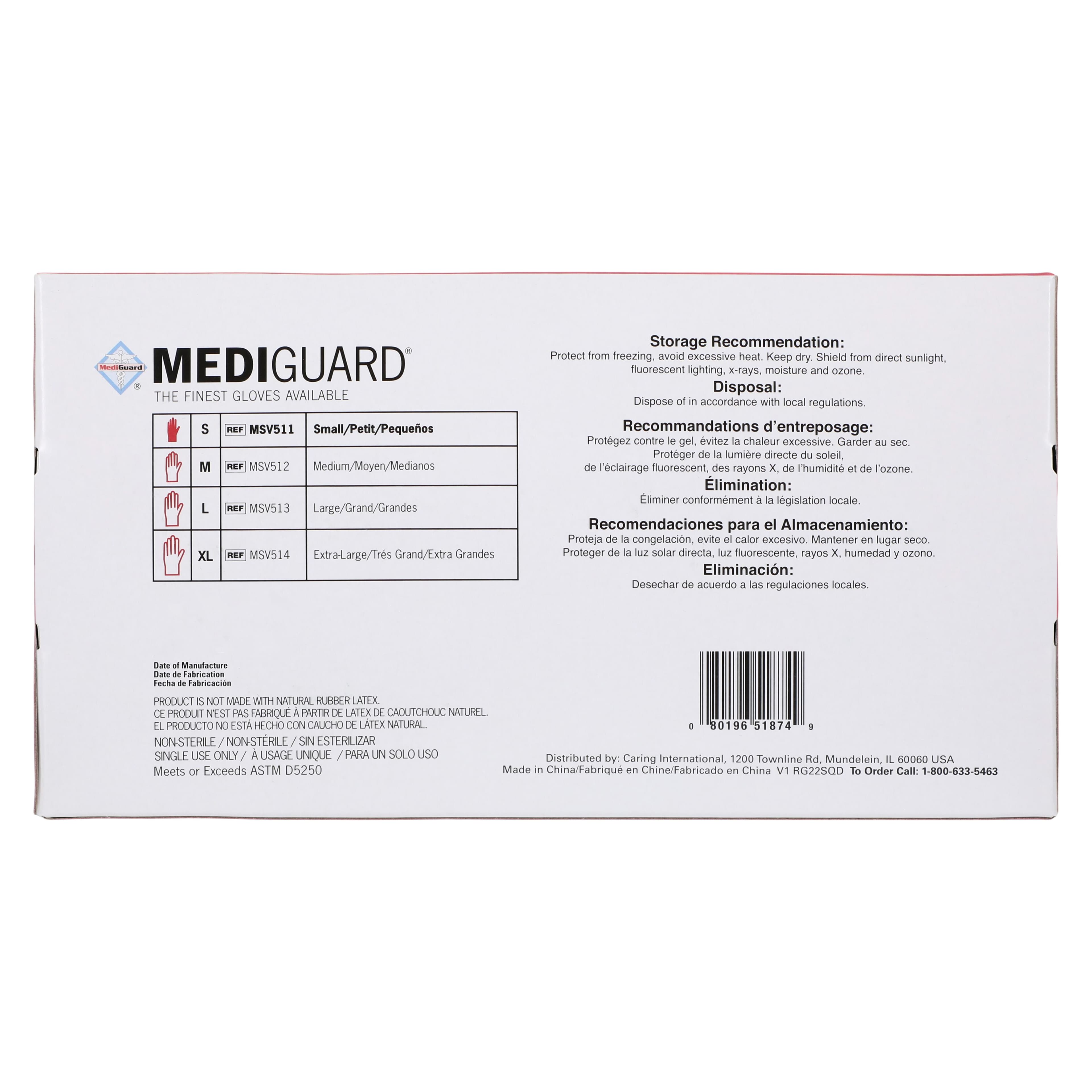 MediGuard Vinyl Exam Gloves, Powder Free, Small, Clear, Non-Sterile, 150/Box thumbnail 4