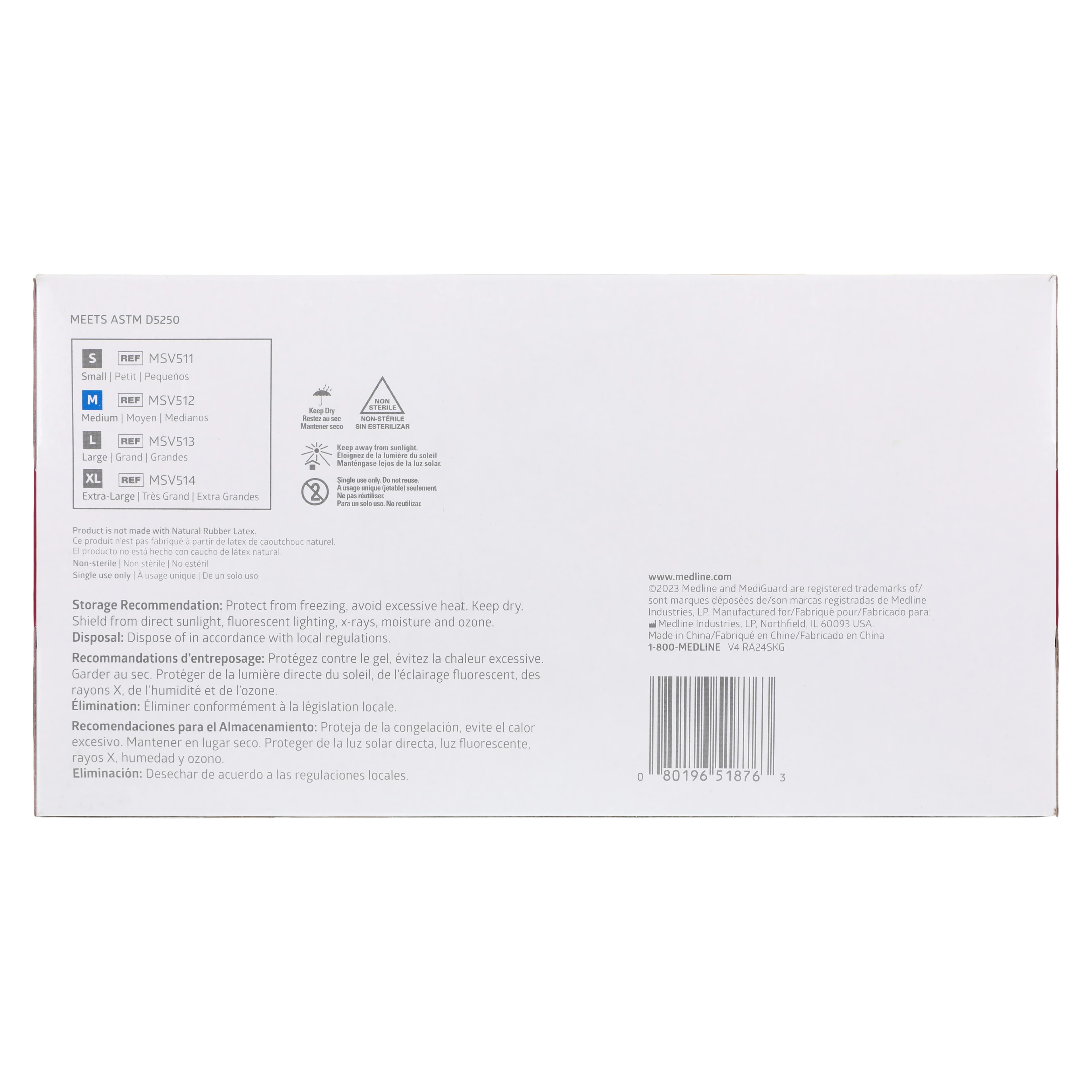MediGuard Vinyl Exam Gloves, Medium, Clear, Non-Sterile, Powder Free, 150/Box thumbnail 4