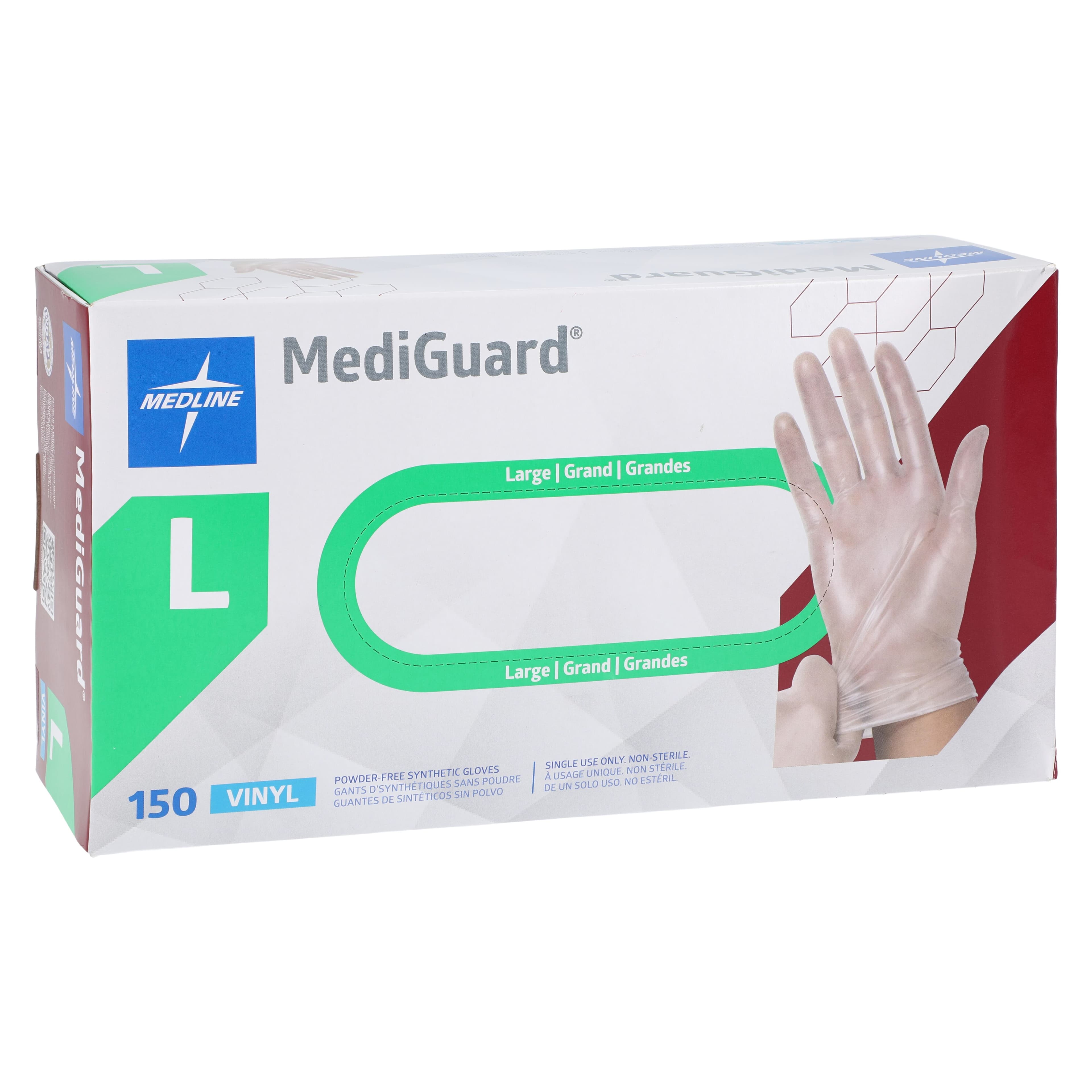 MediGuard Vinyl Exam Gloves, Large, Clear, Non-Sterile, 150/Box thumbnail 3