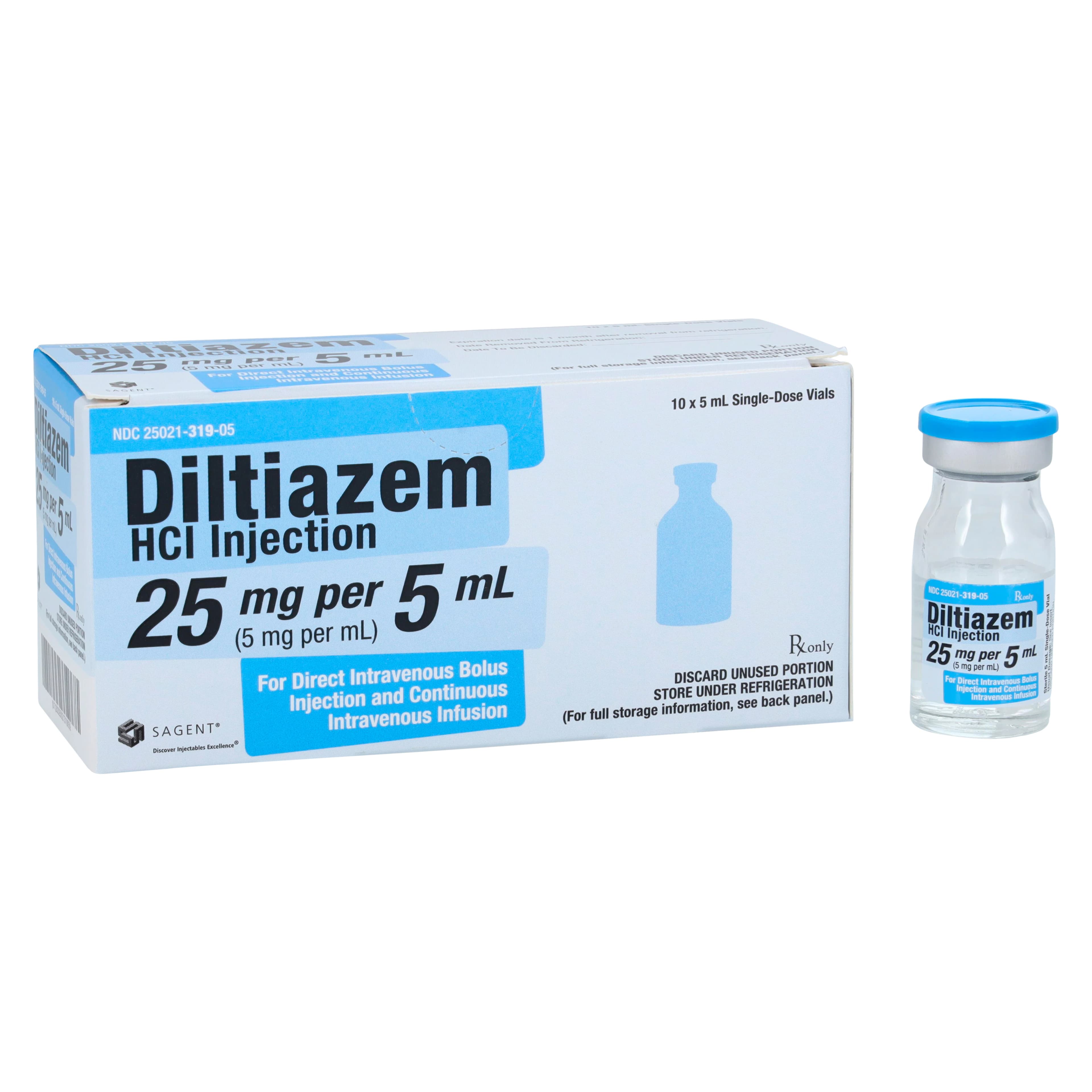 Diltiazem HCl Injection, 5 mg/mL, Single-Dose Vial, 5 mL, 10/Package - Diltiazem HCl Inj SDV 5mL - Image 1