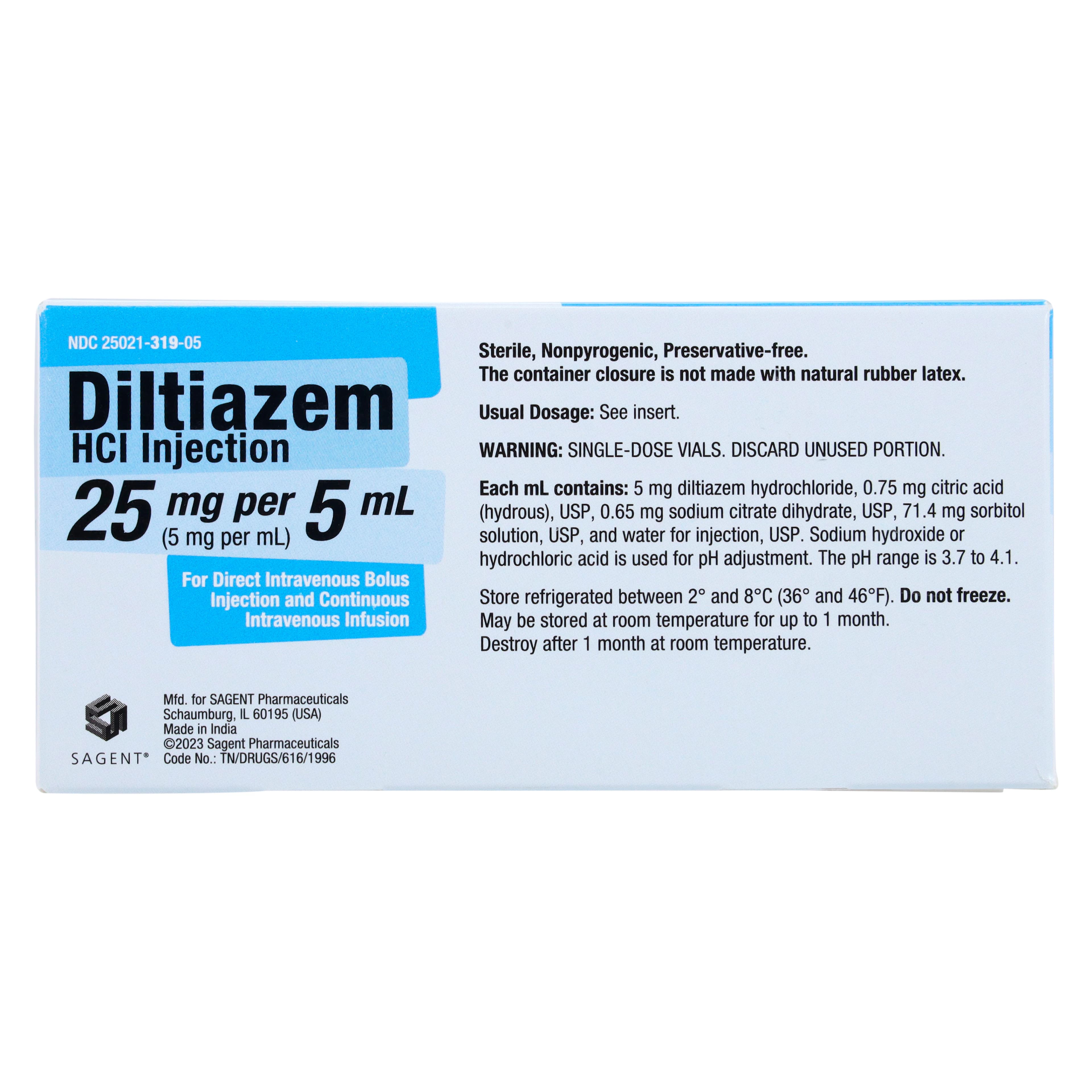 Diltiazem HCl Injection, 5 mg/mL, Single-Dose Vial, 5 mL, 10/Package thumbnail 6