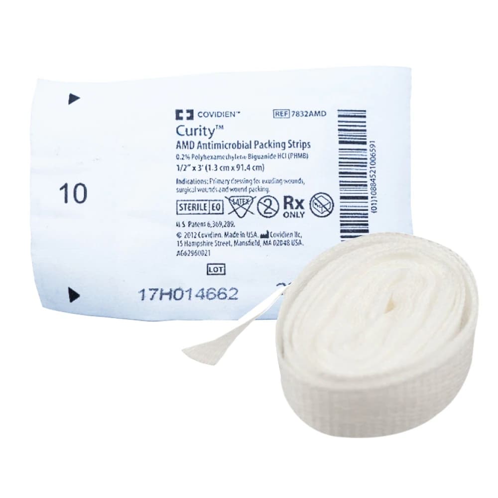 Curity AMD Gauze Packing Strip, 0.2% PHMB, 1/2" x 1 yd, Sterile - Gauze Packing Strip AMD Curity - Image 1