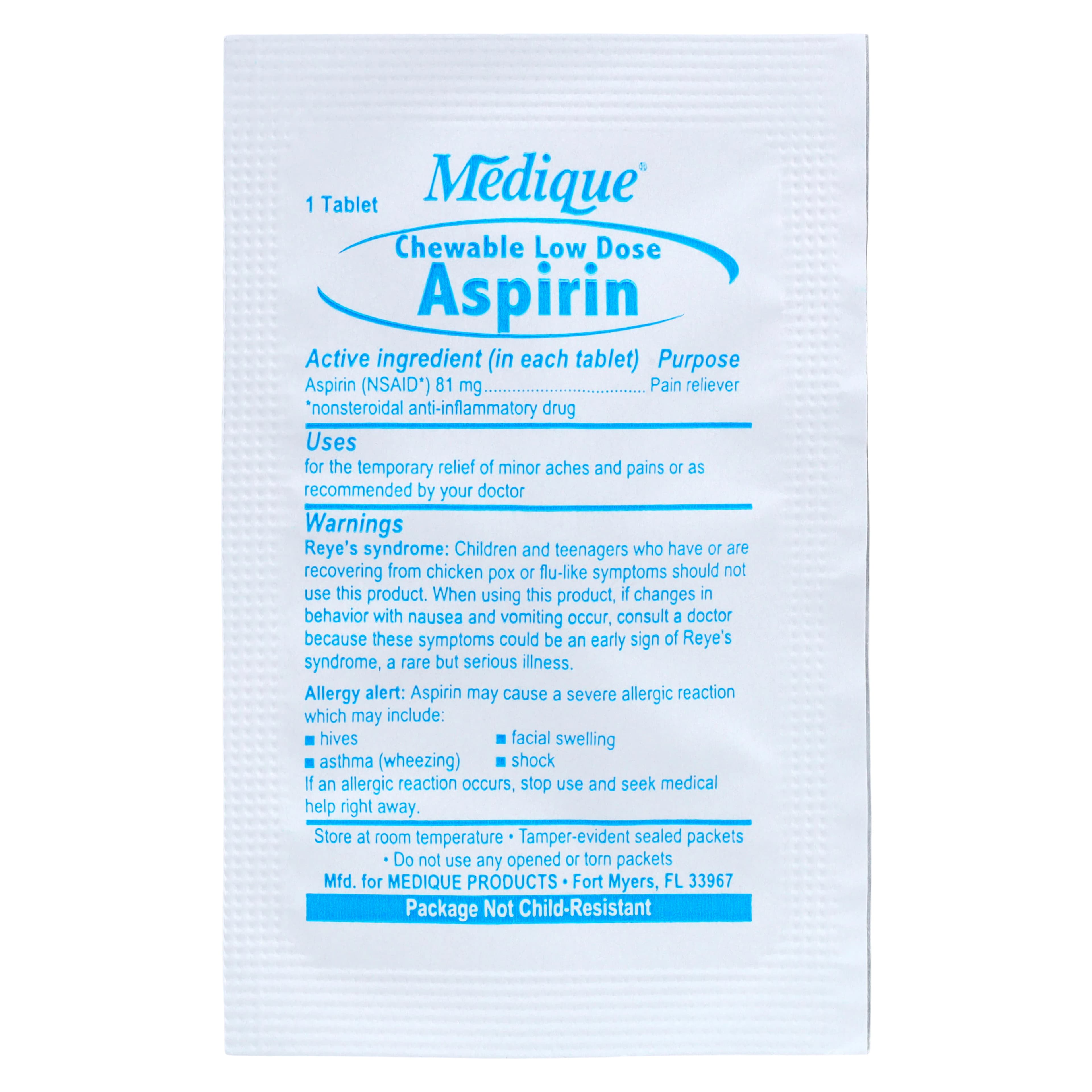 Medique Aspirin Chewable Tablets, 81 mg, Unit Dose, 24/Box thumbnail 2